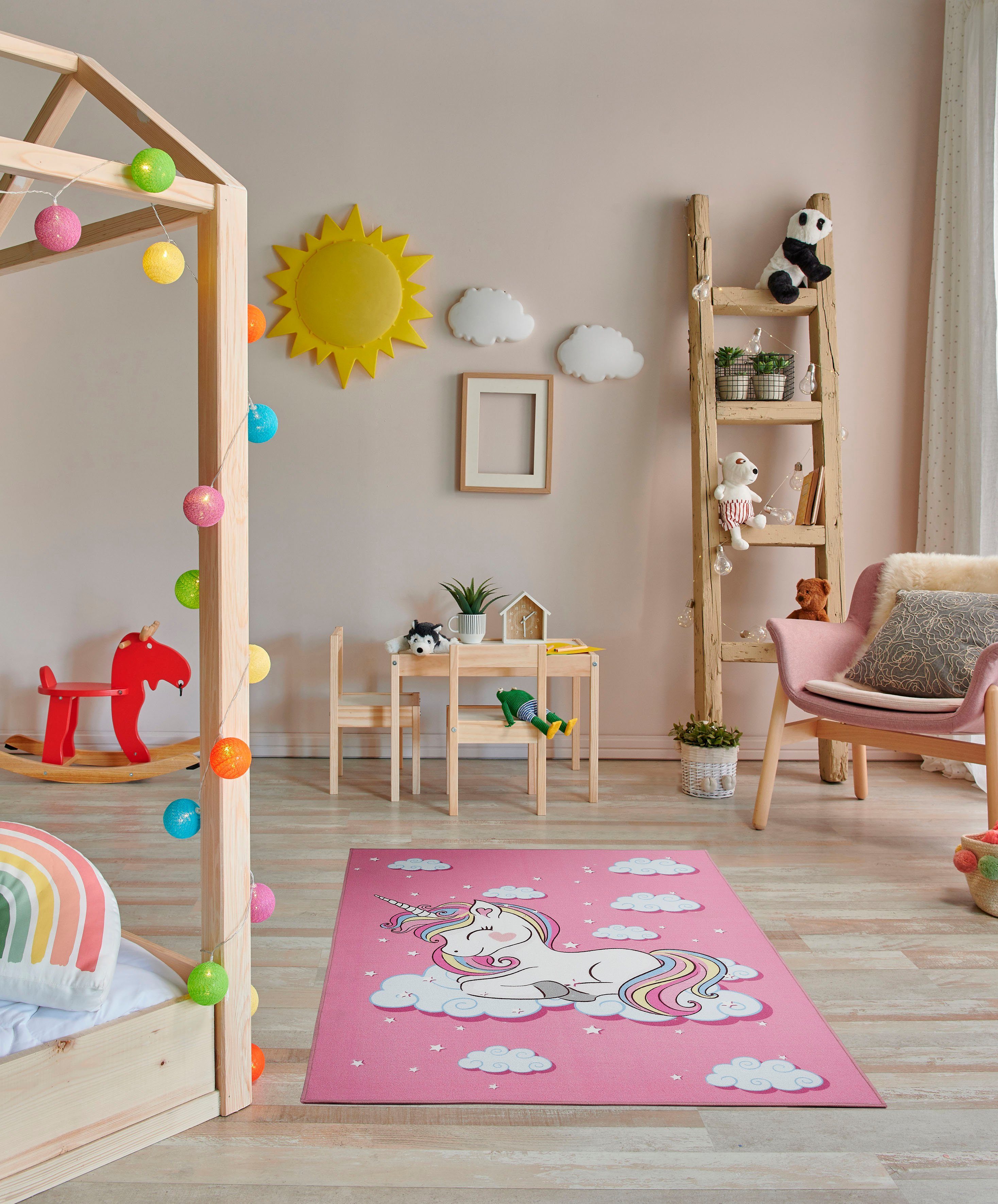 Andiamo Kindervloerkleed Eenhoorn Korte pool, motief eenhoorn, kinderkamer