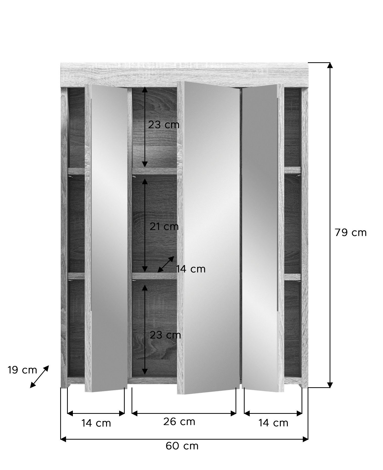 INOSIGN Badkamerspiegelkast Siena Badkamermeubel, spiegelkast, breedte 60 cm (1 stuk)