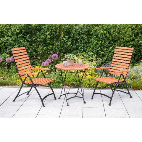 MERXX Tuinmeubelset , 3-dlg., 2 stoelen en 1 tafel Ø 70 cm, inklapbaar, eucalyptus