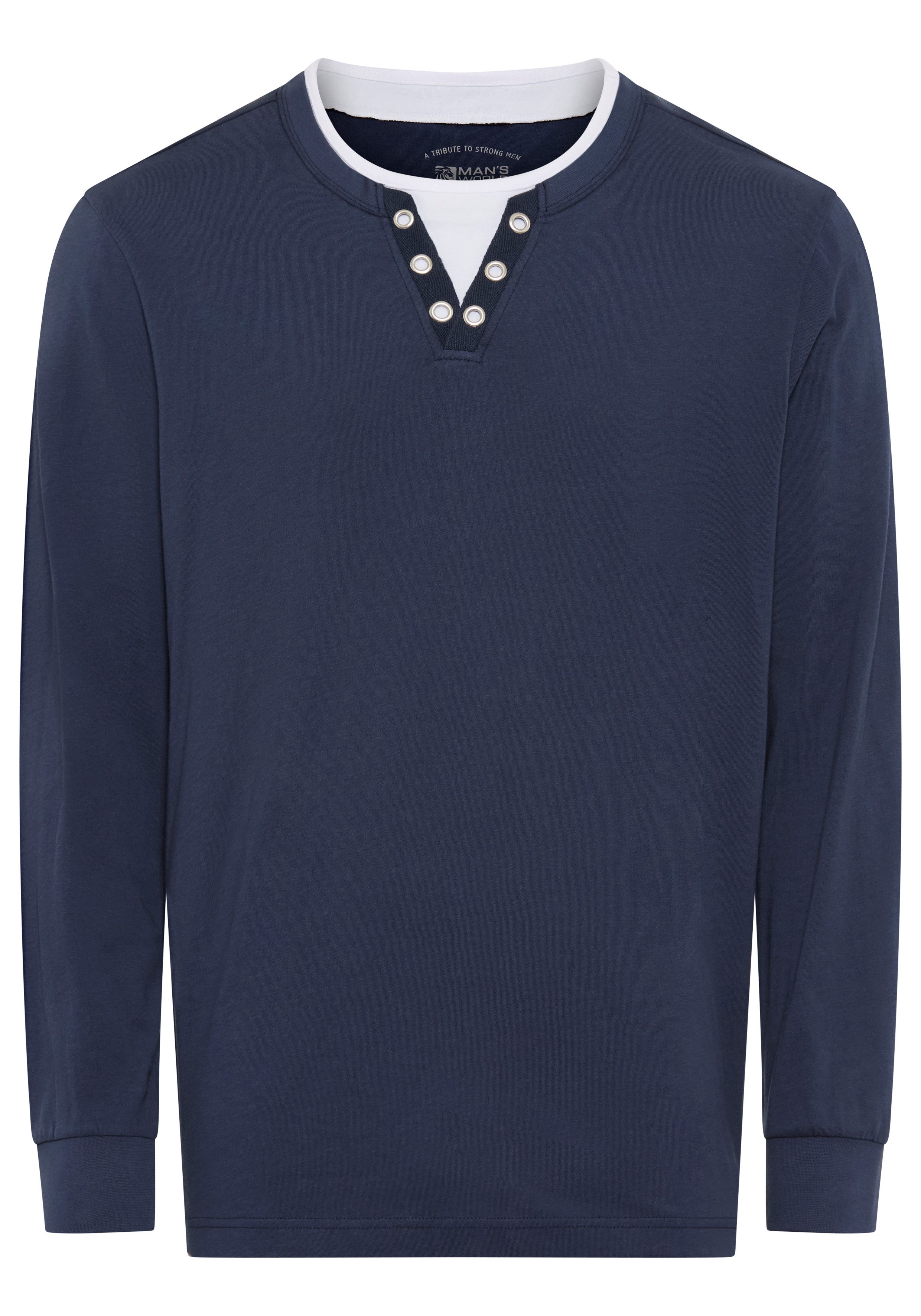 Man's World Shirt met ronde hals Nieuwe collectie! met contrasterende inzet op de halslijn