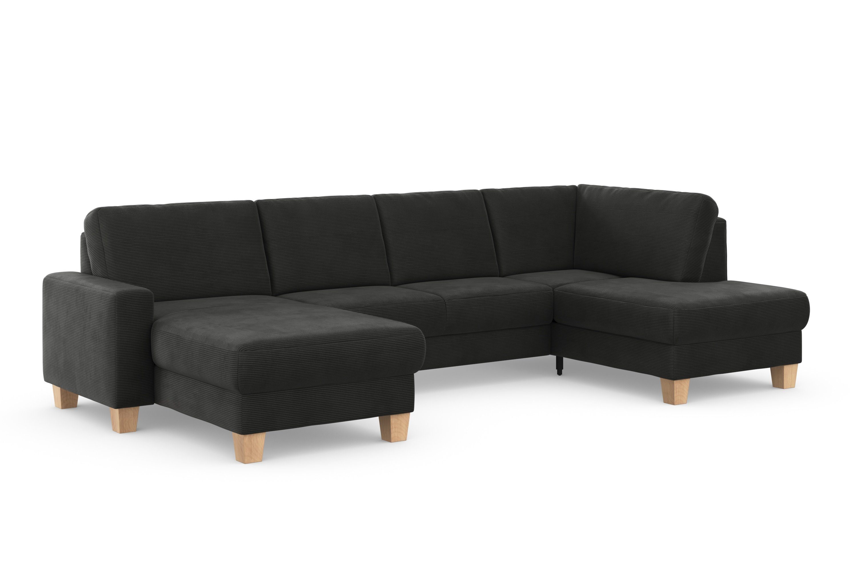 Home affaire Zithoek SUMMER U-vorm met of zonder slaapfunctie en bedkist, cordbekleding
