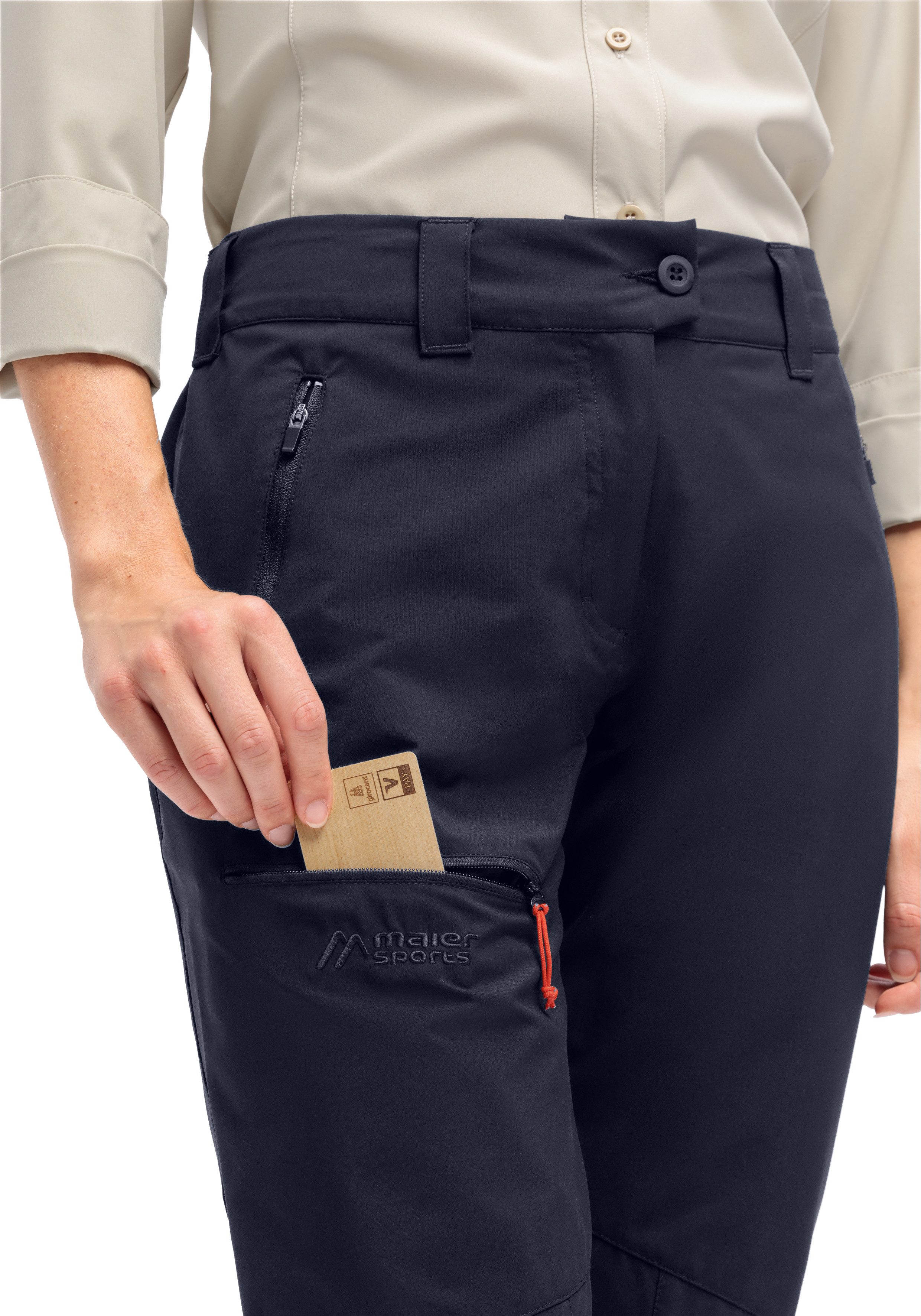 Maier Sports Outdoorbroek Lulaka loop Dames wandelbroek, functionele broek met zakken + riem, regular fit
