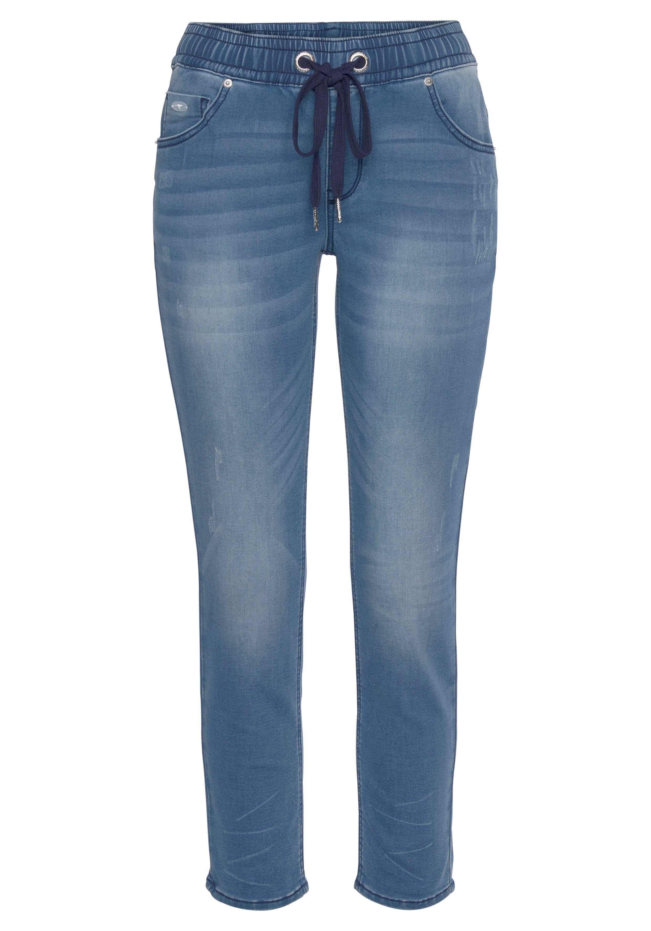 KangaROOS Jogpants 7/8 JOGG-DENIM wijde broekspijp, met used-wassing, hoge taille, 7/8-lengte