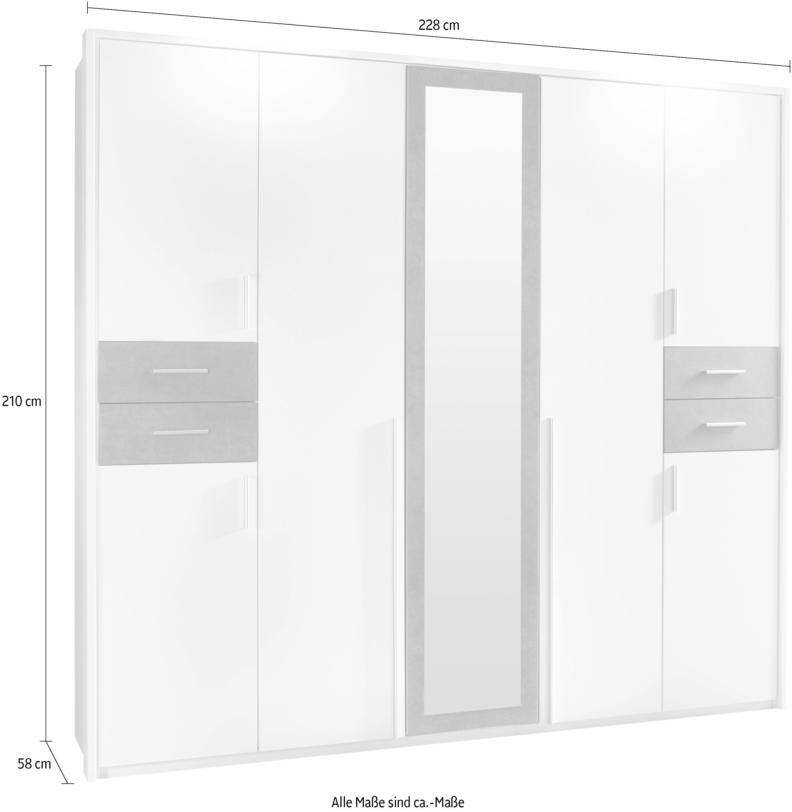 Wimex Draaideurkast Vegas inclusief passepartout frame, met spiegeldeuren en laden