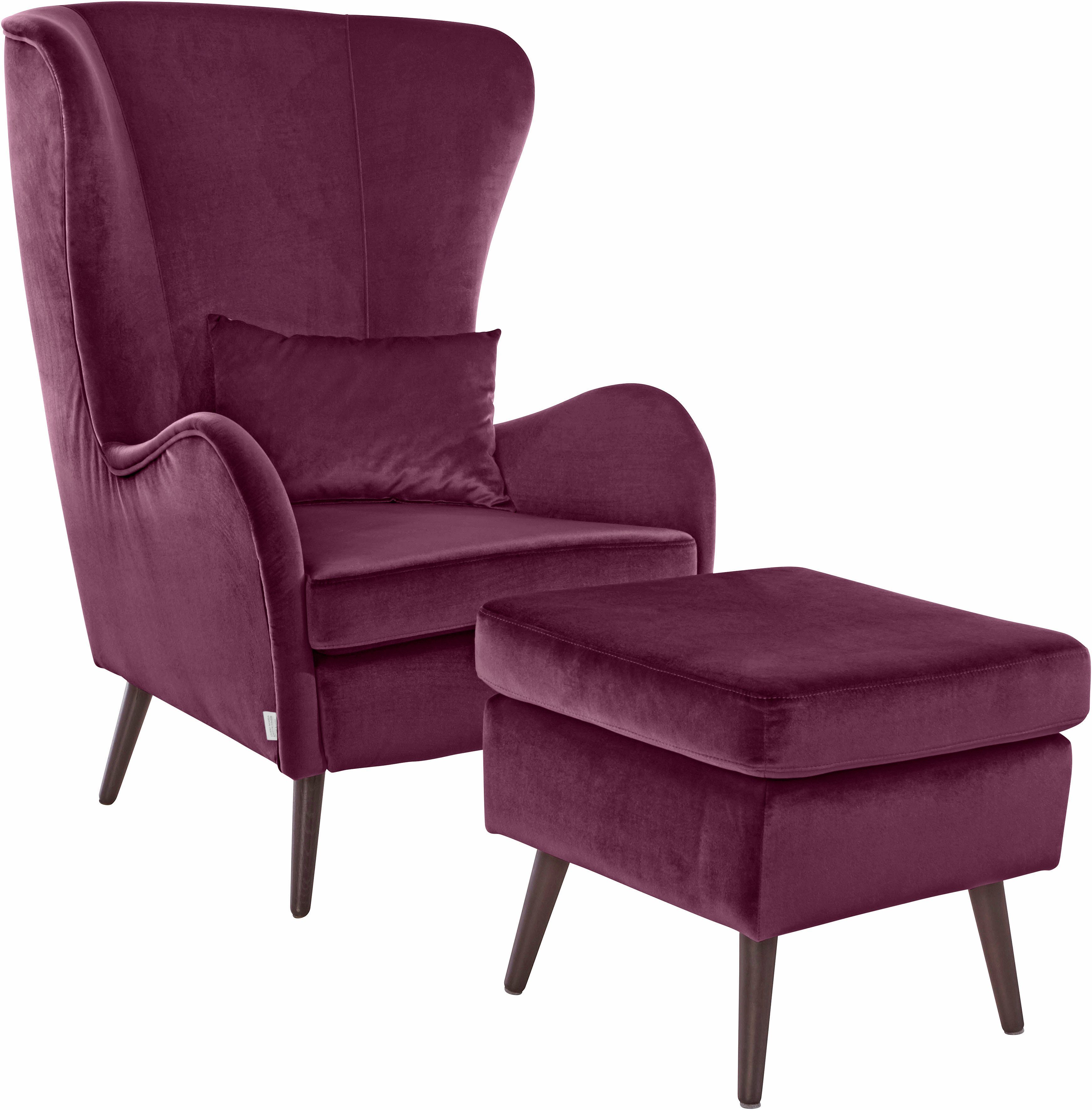 Guido Maria Kretschmer Home&Living Fauteuil Sallito, TV-stoel, oorfauteuil met Hocker, in veel stofkwaliteiten, ook in fluweelcord