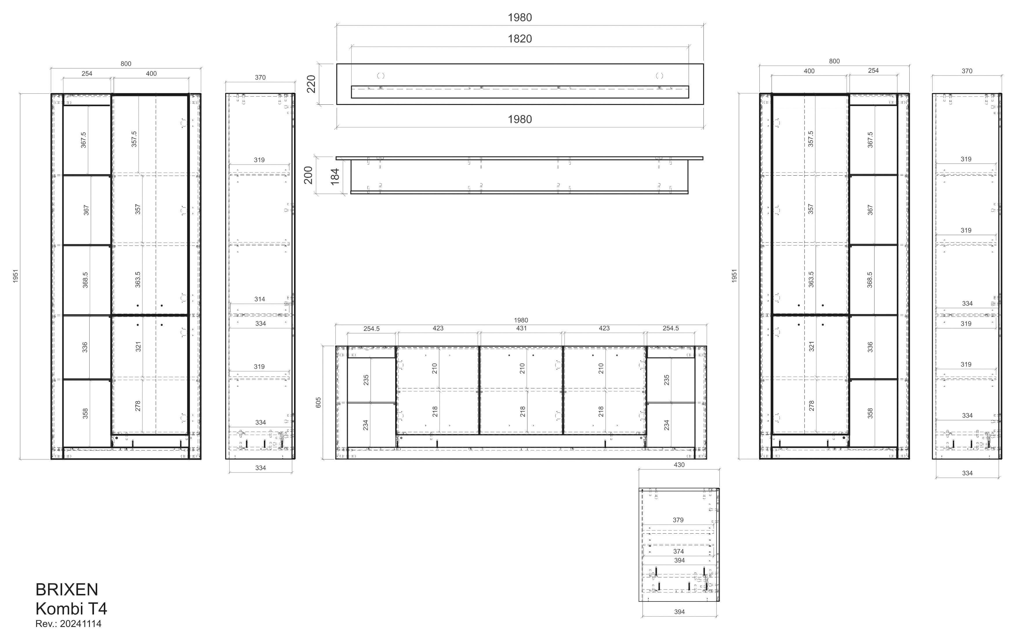 INOSIGN Wandmeubel Brixen, moderne opbouwwand, woonkamer set, eik Evoke decor met wit (set, 4-delig)