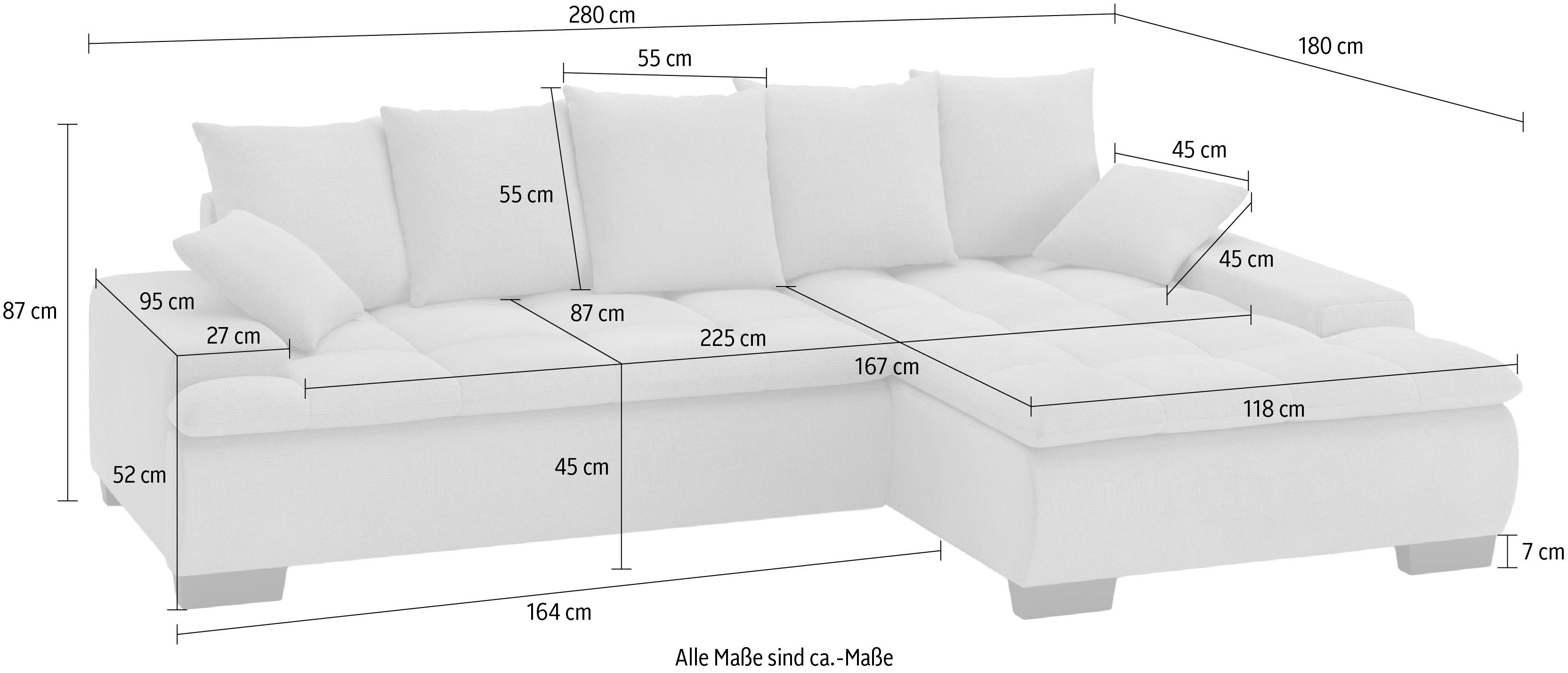 Mr. Couch Hoekbank Haiti II, L-vorm met koudschuim bekleding, optioneel met bed en bedlade