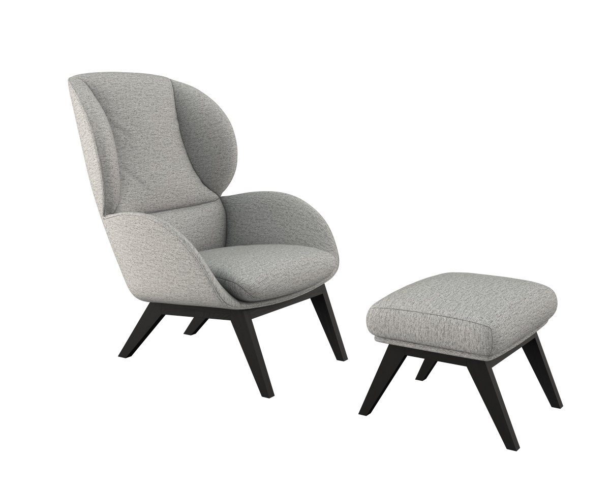 FLEXLUX Oorfauteuil Adria designstoel, loungestoel, Stijl & comfort, organische vorm, zwarte houten voet