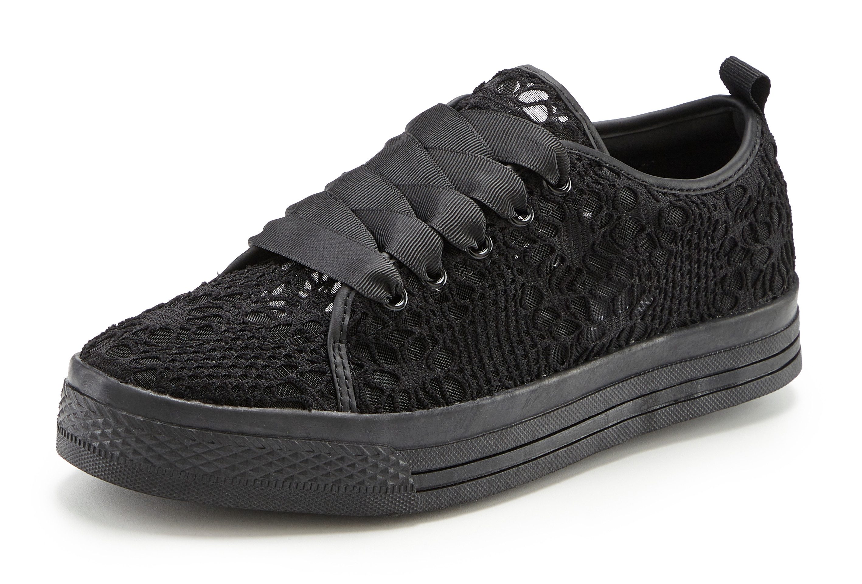 Lascana Sneakers met lichte plateausole en punt, veterschoenen, vrijetijdsschoenen