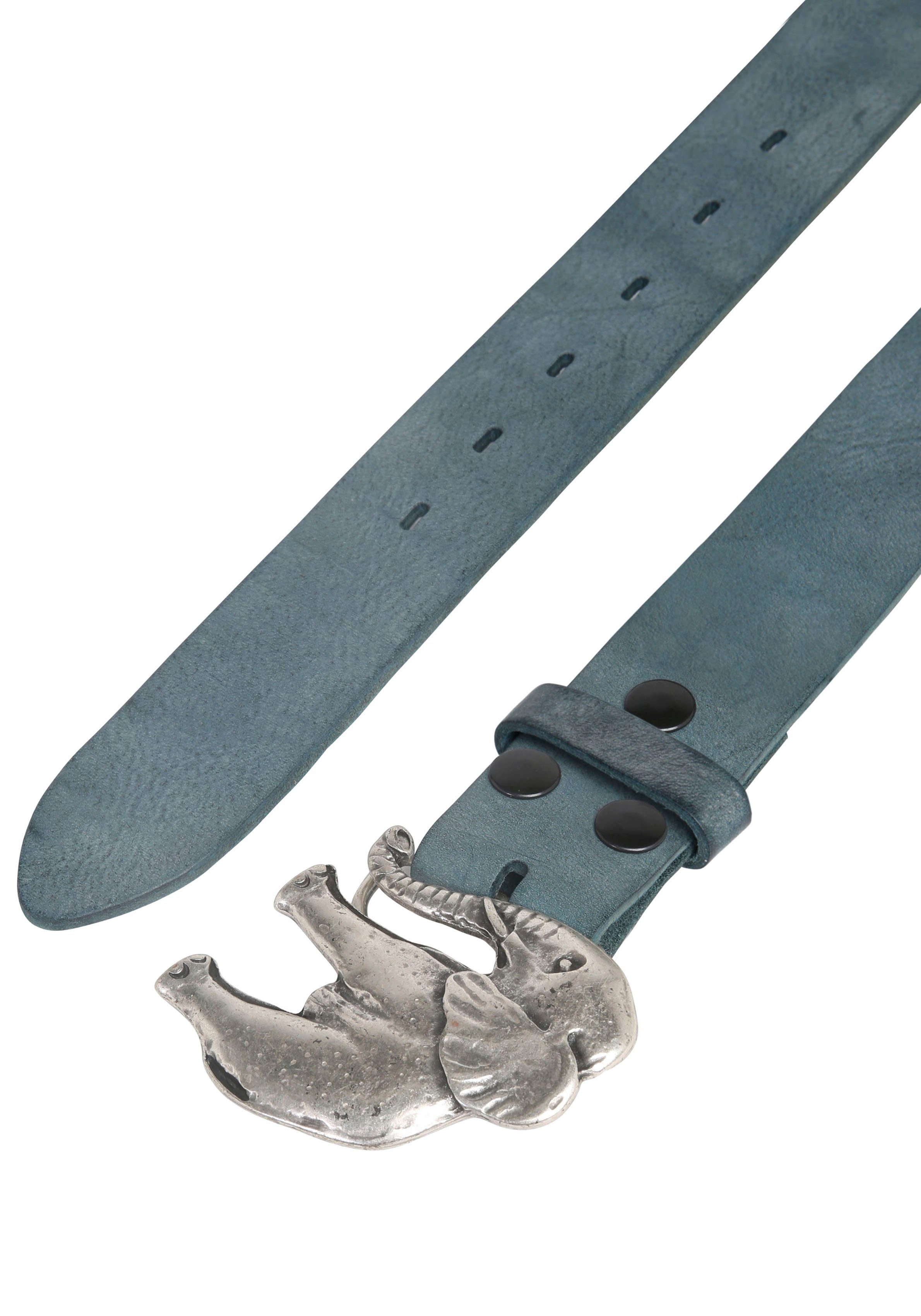RETTUNGSRING by showroom 019° Leren riem met verwisselbare sluiting "olifant"