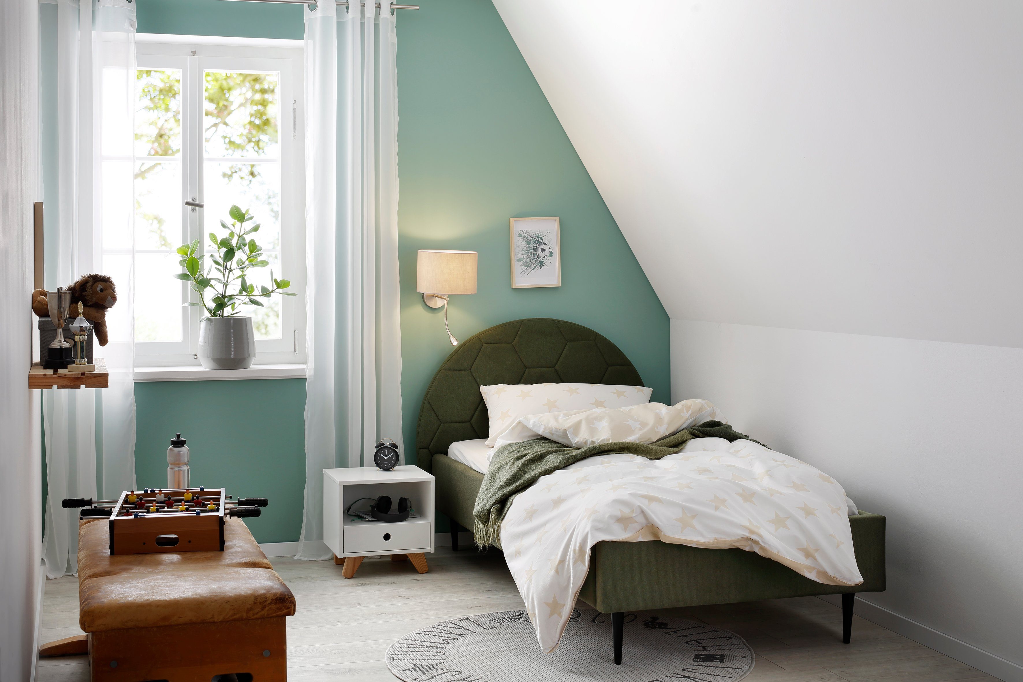 Lüttenhütt Gestoffeerd bed Gebko prettig bekleed hoofdbord met decoratief honingraatmotief