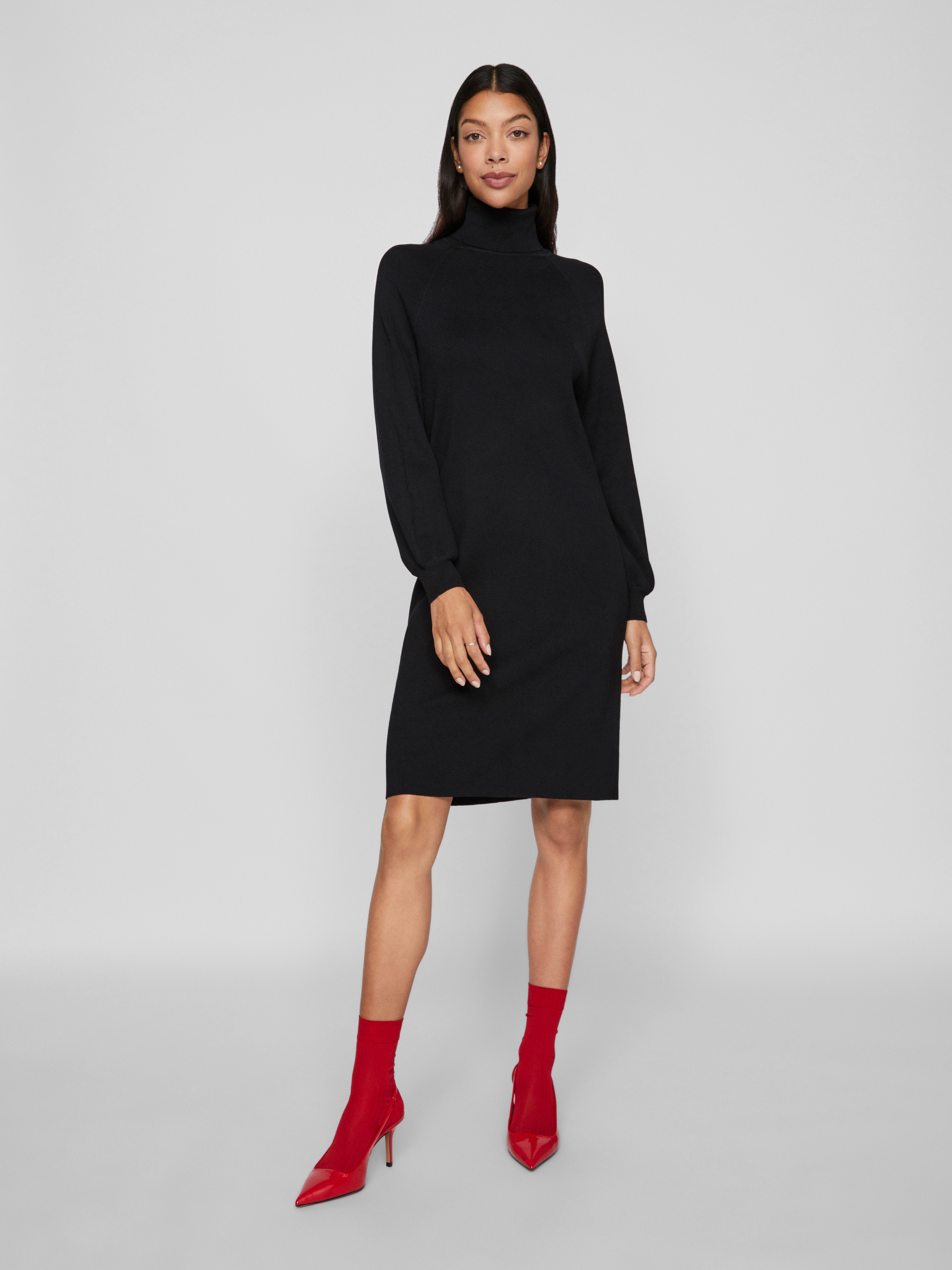 Vila Gebreide jurk VIOSTRIA ROLL NECK L/S KNIT DRESS - NOOS