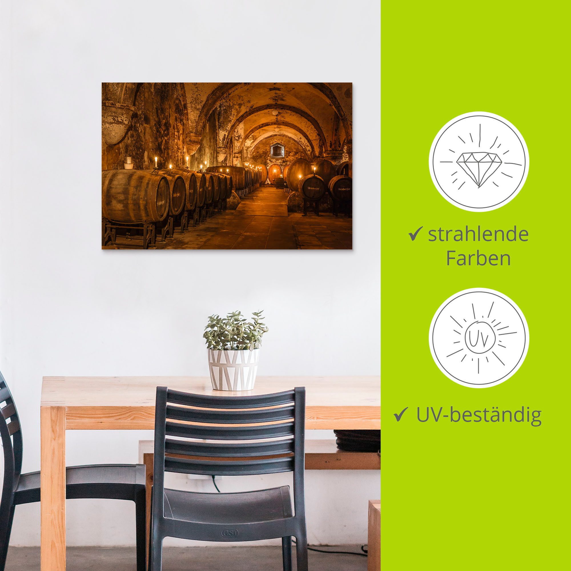 Artland Artprint Historische wijnkelder Eberbach als artprint van aluminium, artprint voor buiten, artprint op linnen, poster in verschillende maten. maten