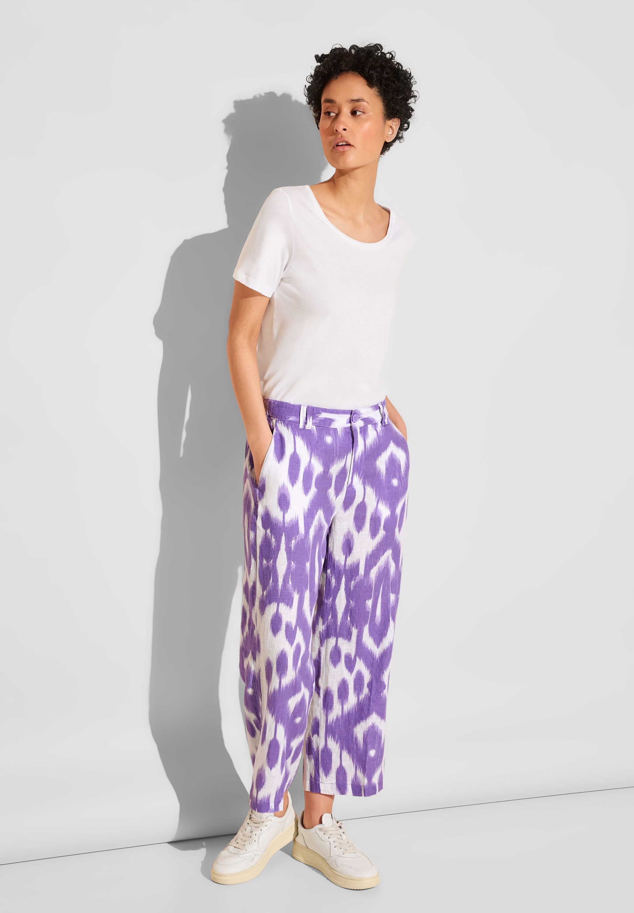 STREET ONE Linnen broek met ikat-patroon