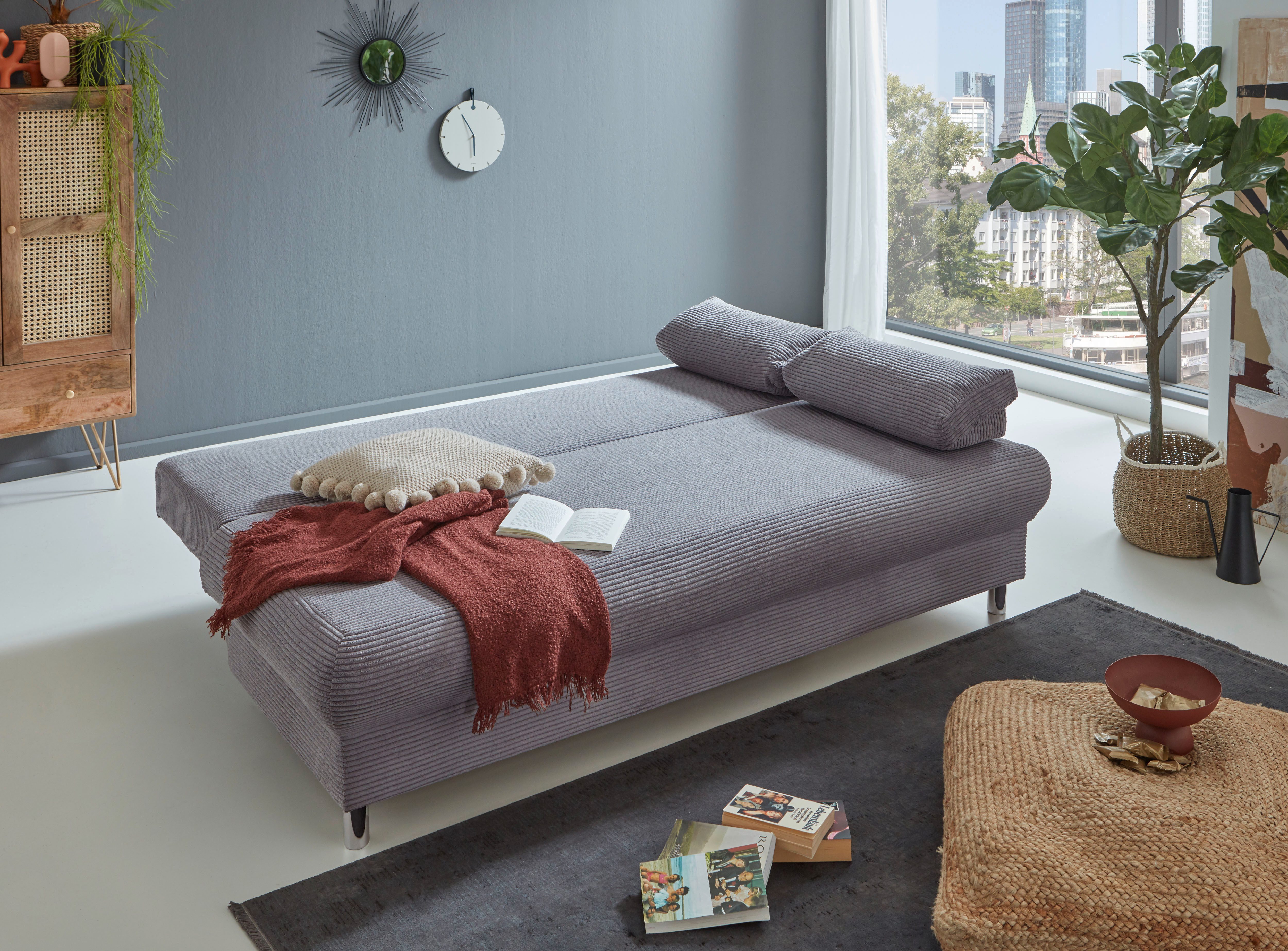 INOSIGN Slaapbank Como 2-zits, pocketvering, breedte 196 cm, incl. rug- en armleuningkussens
