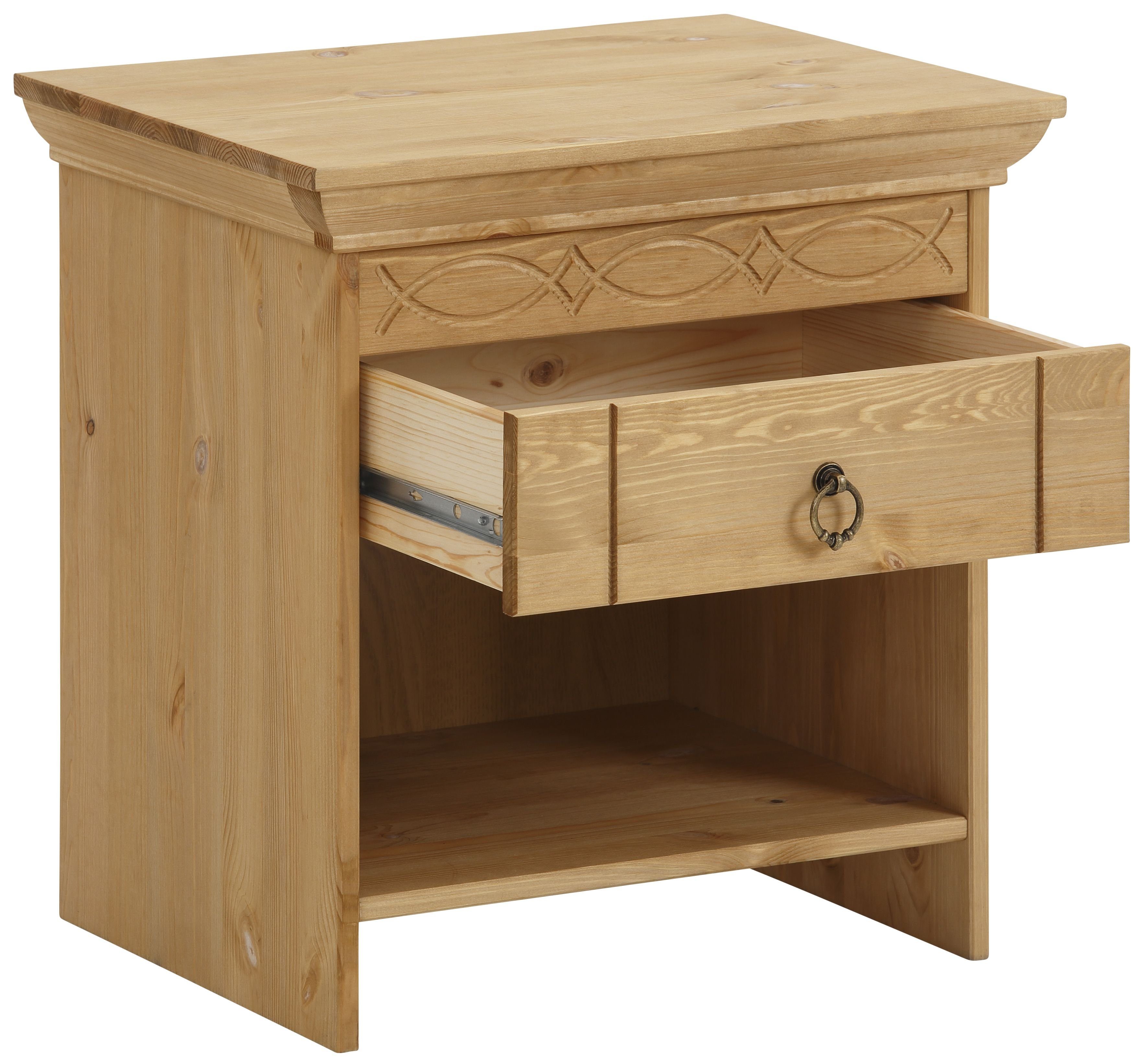 Home affaire Nachtkastje Indra Nachtkastje met decoratief freeswerk, breedte: 50 cm