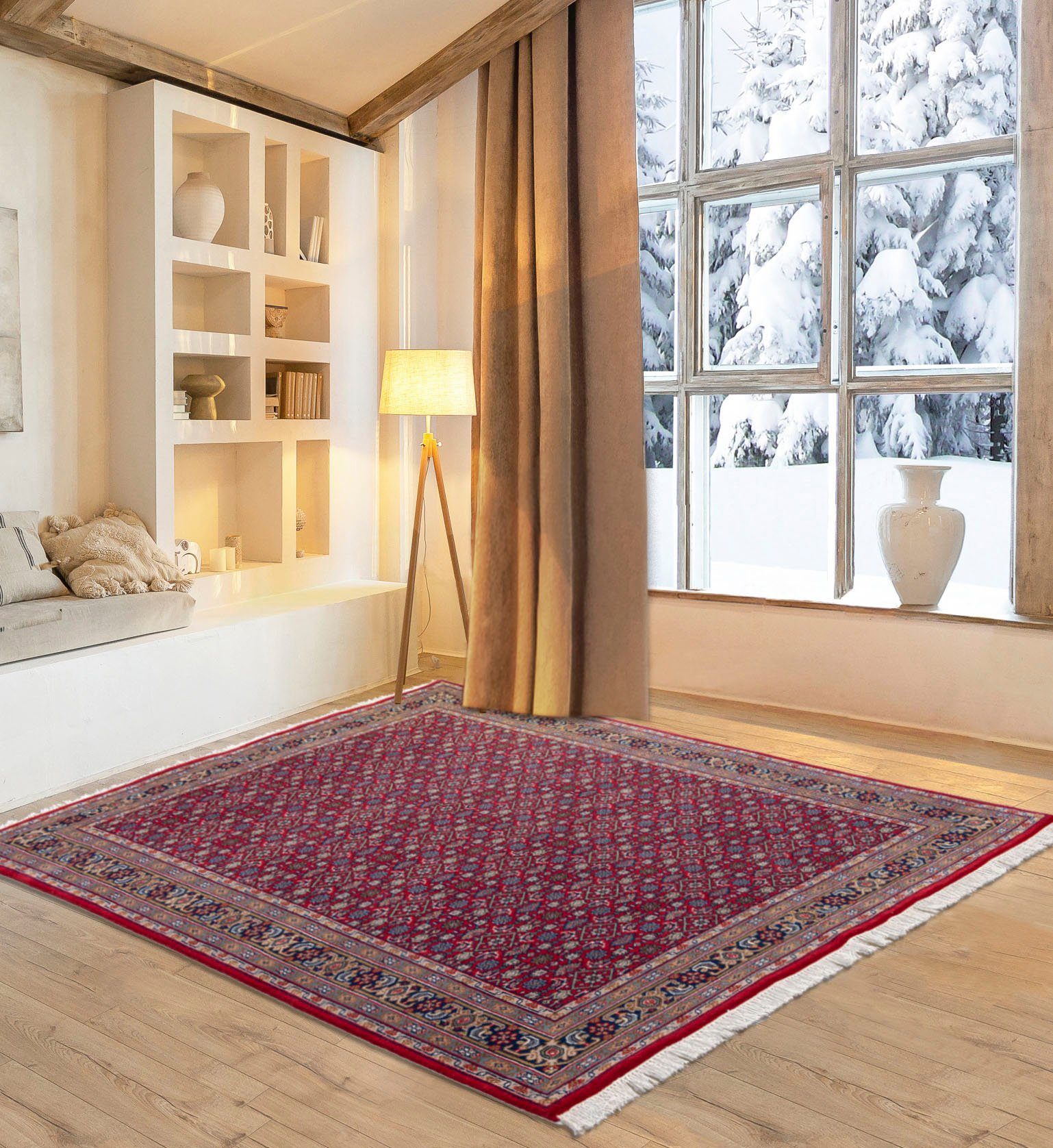 my home Oosters tapijt BH Oriantal 100% wol, handgeknoopt, oosters design, met franjes oosterse vloerkleden maat 40 cm x 60 cm x 12 mm rood