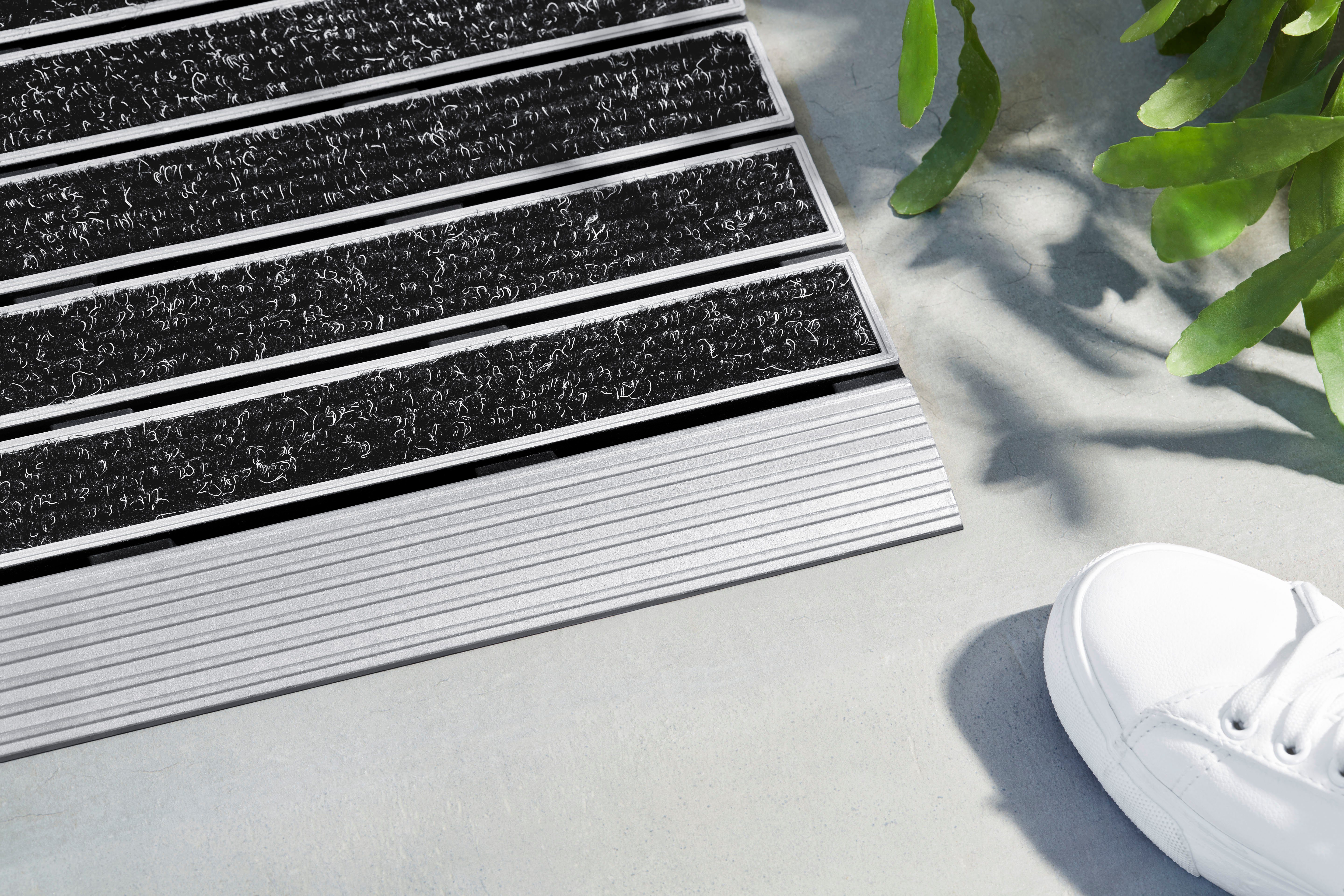 Home2Fashion Mat ProfileClean Vuilafvangmat, elegante aluminiumlook, robuust & slijtvast