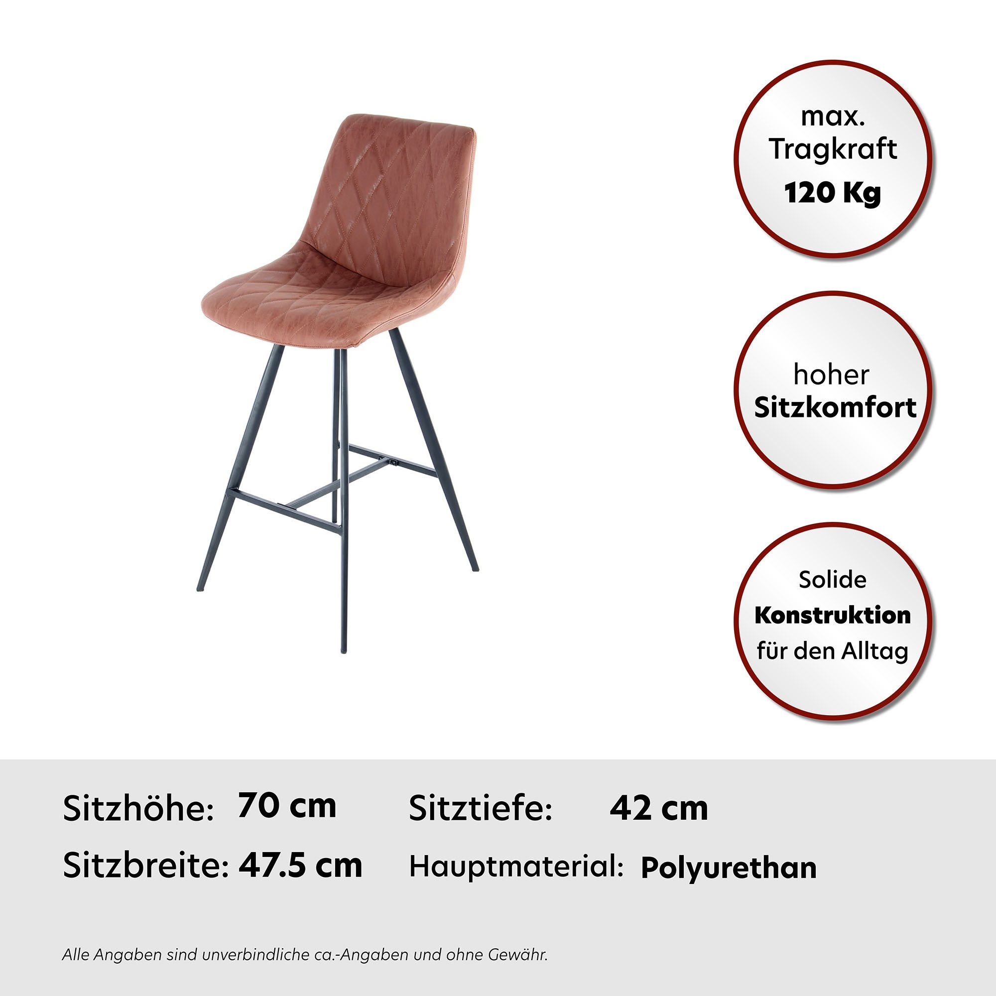 Kayoom Kinderstoel Barkruk Frances 425 2-delige set, stijlvolle retro-look barkruk onderhoudsvriendelijk, comfortabel, aantrekkelijke leerlook, stijlvolle retro-look (set, 2 stuks)