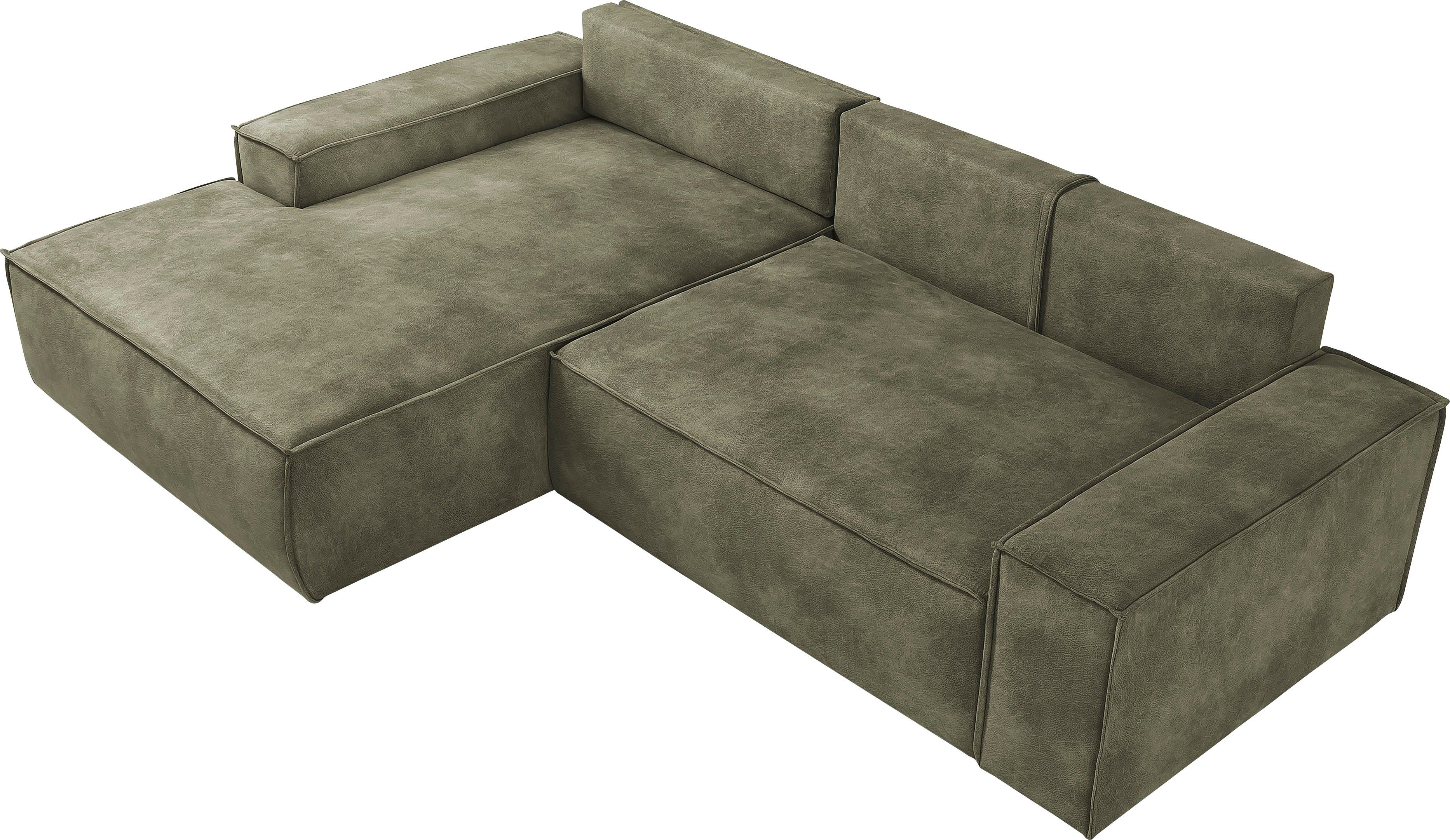 Home affaire Hoekbank SHERWOOD bedbank 267 cm, L-model, Slaapfunctie met bedlade (210x136 cm), cord, vintage, fluweel