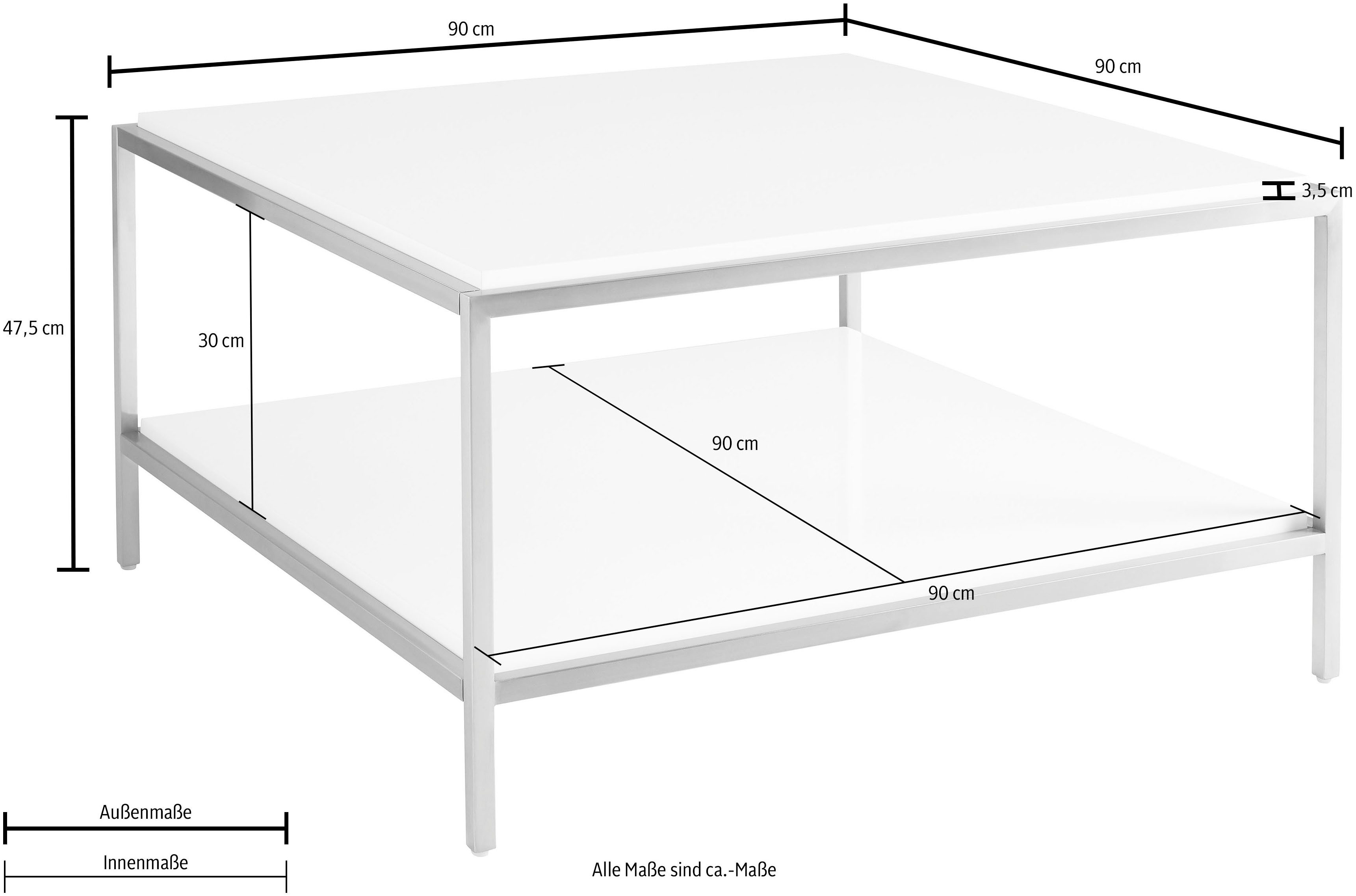 Leonique Salontafel Cherlen, TOPSELLER!, OTTOs Choice met twee planken en goudkleurig frame, vierkant
