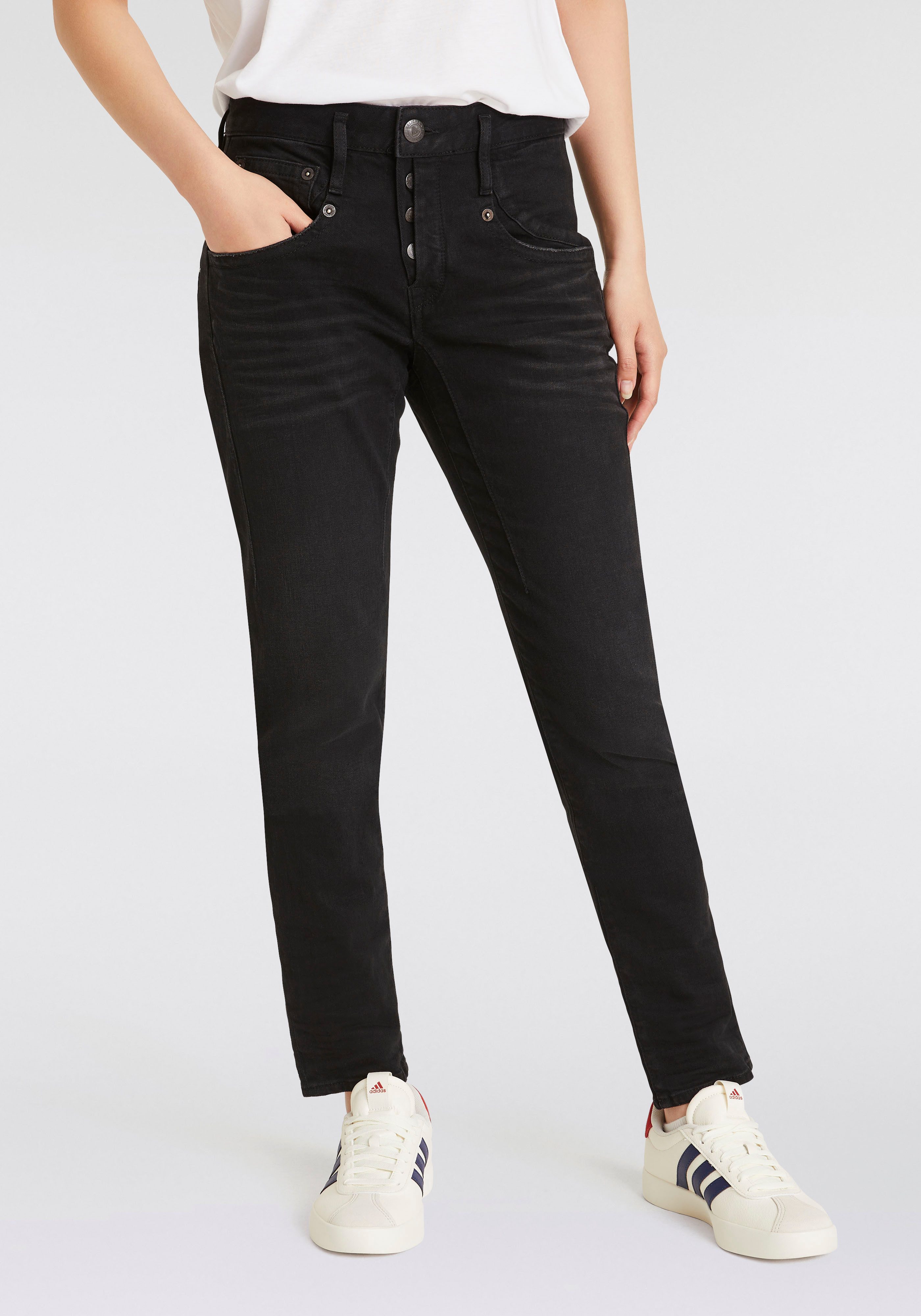 Herrlicher Boyfriendjeans Shyra Long Recycled Denim Black Stretch