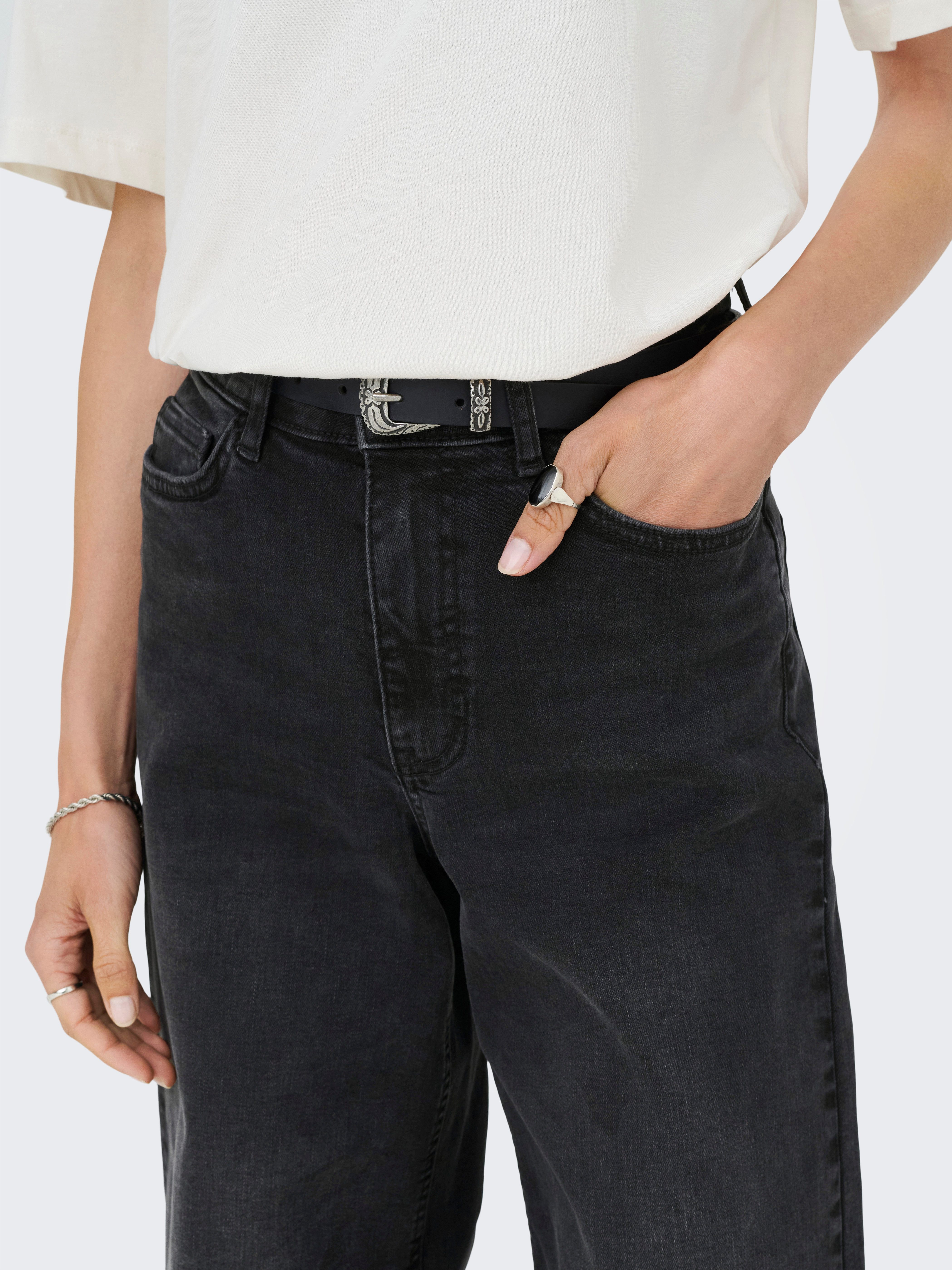 JDY High-waist jeans JDYFELINA-FINA HW WIDE BLK JEANSDNM NOOS