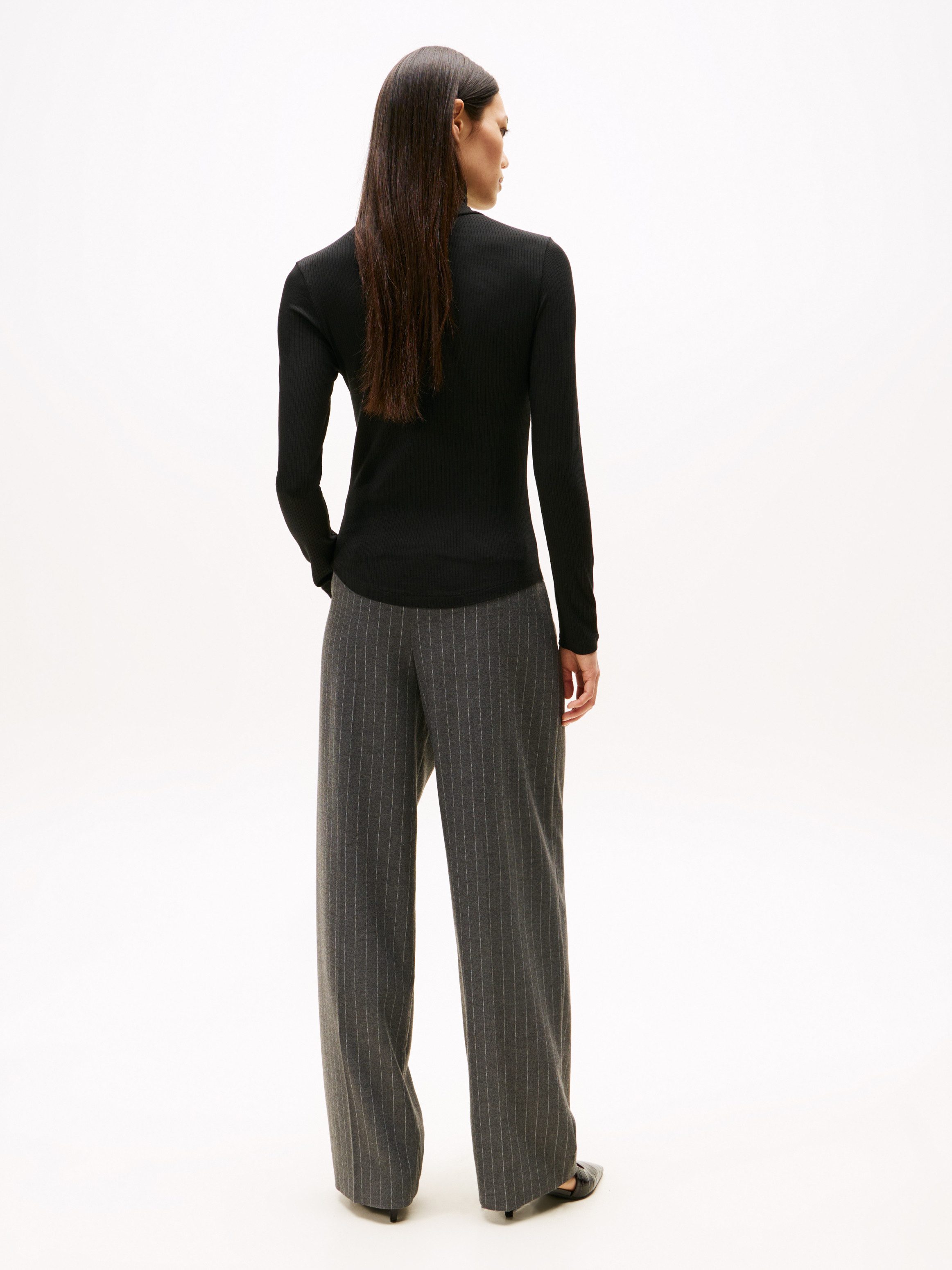 Tommy Hilfiger Shirt met lange mouwen SLIM 5X2 RIB ROLL-NK LS in een geribde structuur