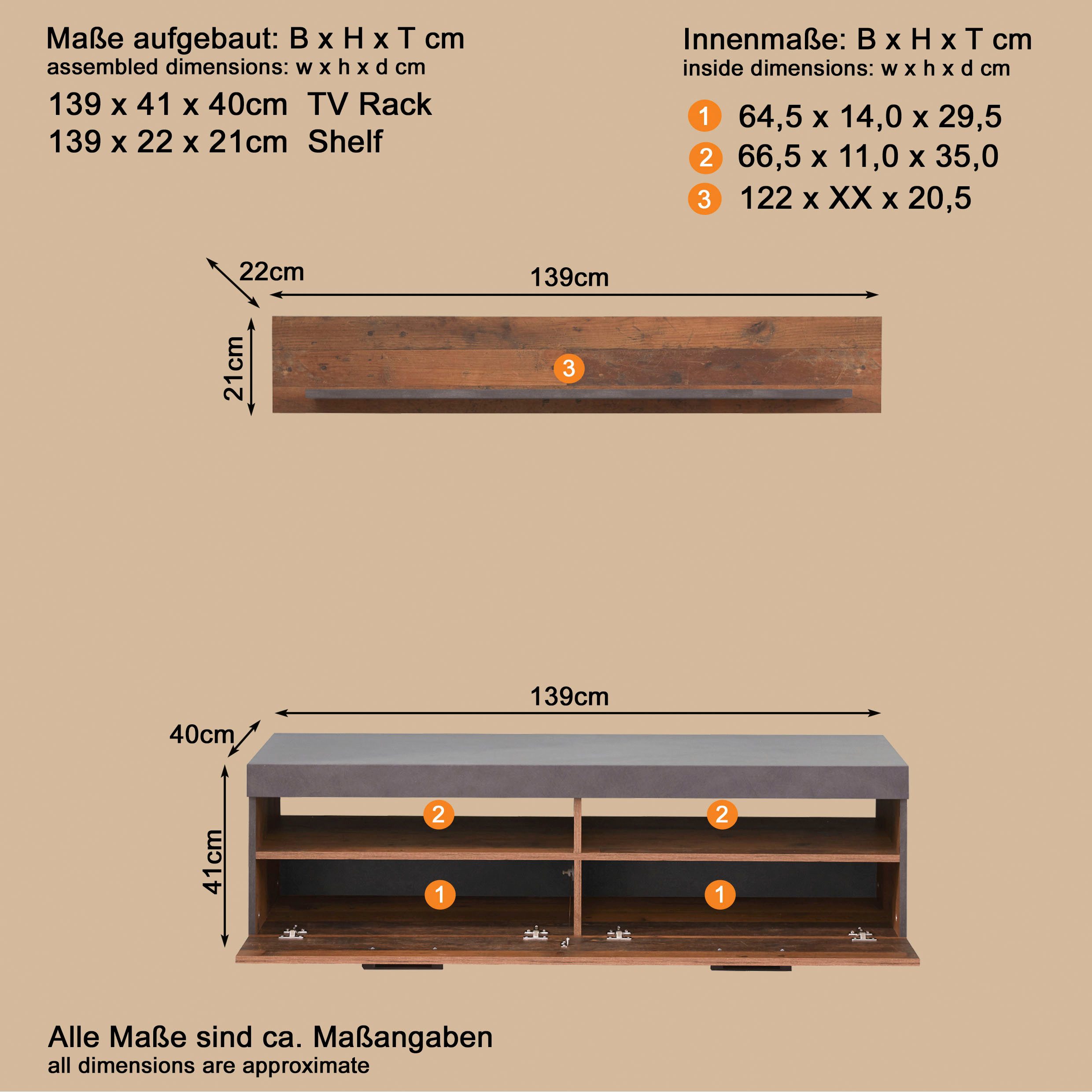 INOSIGN Wandmeubel Ilana Complete set bestaande uit: tv-onderstel en wandbord