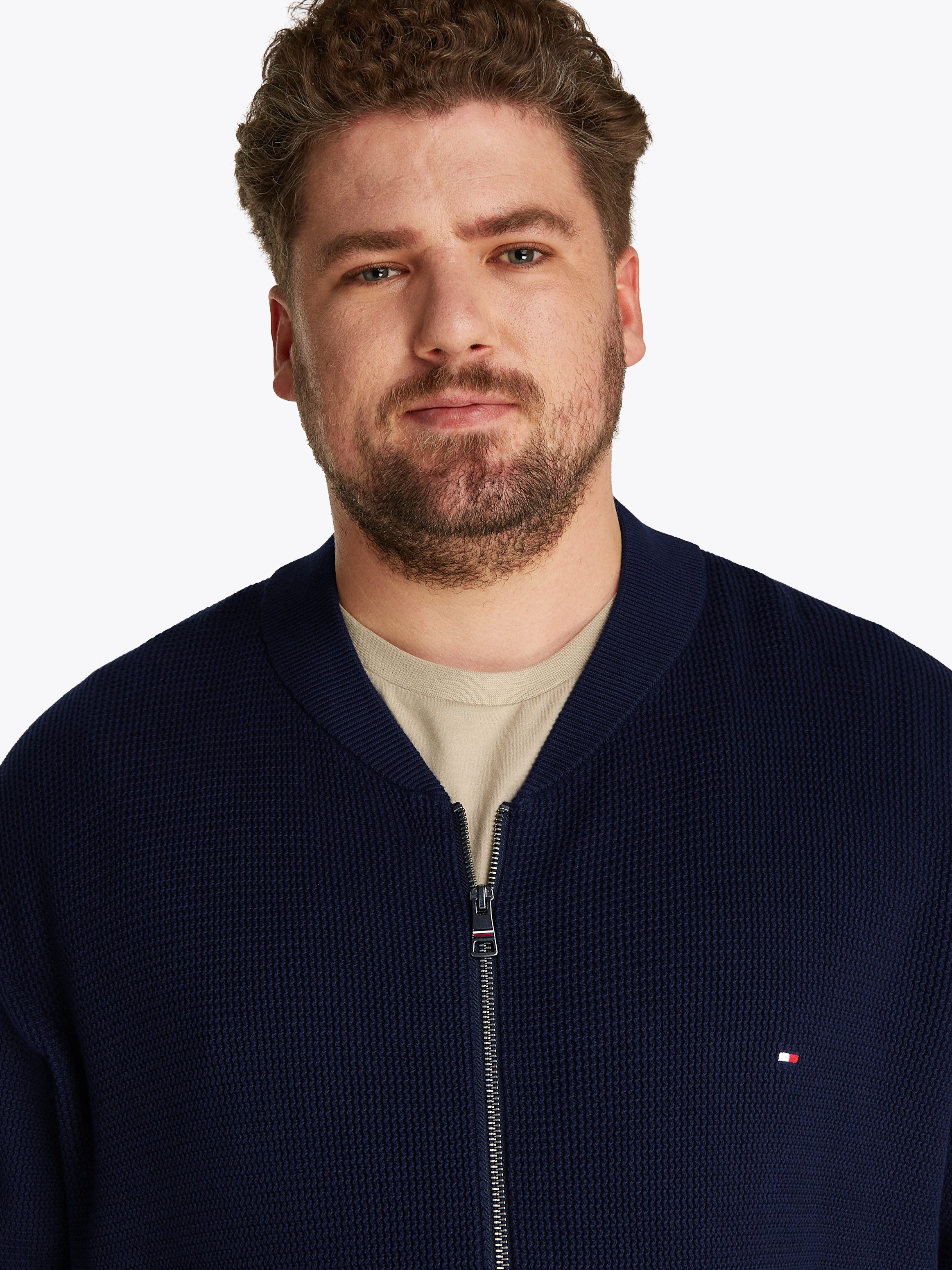 Tommy Hilfiger Vest BT-RACKING STRUCTURE BASEBALL-B Grote maten, met fijne structuur