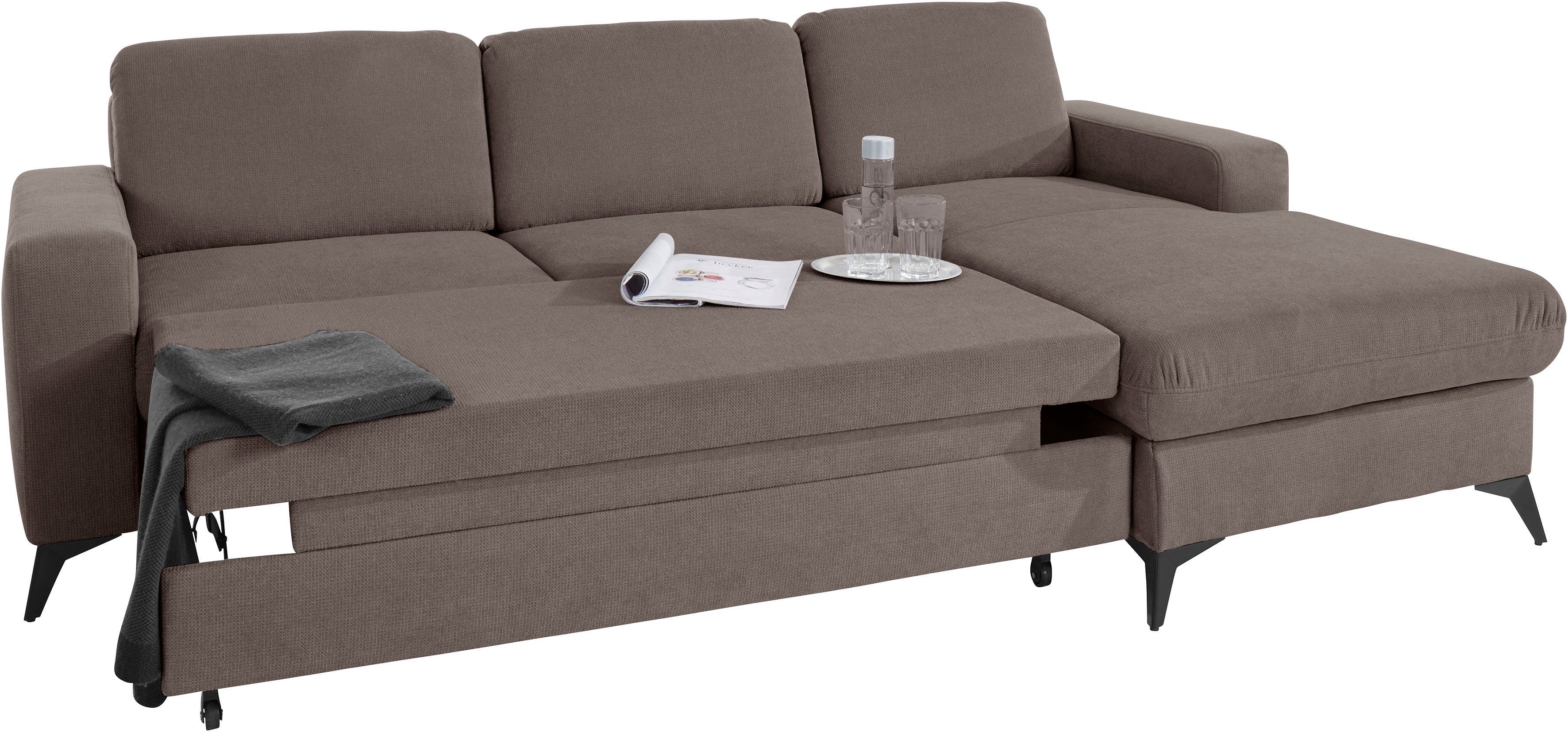 Places of Style Hoekbank Lolland L-vorm Naar keuze met slaapfunctie en bedkist, binnenvering