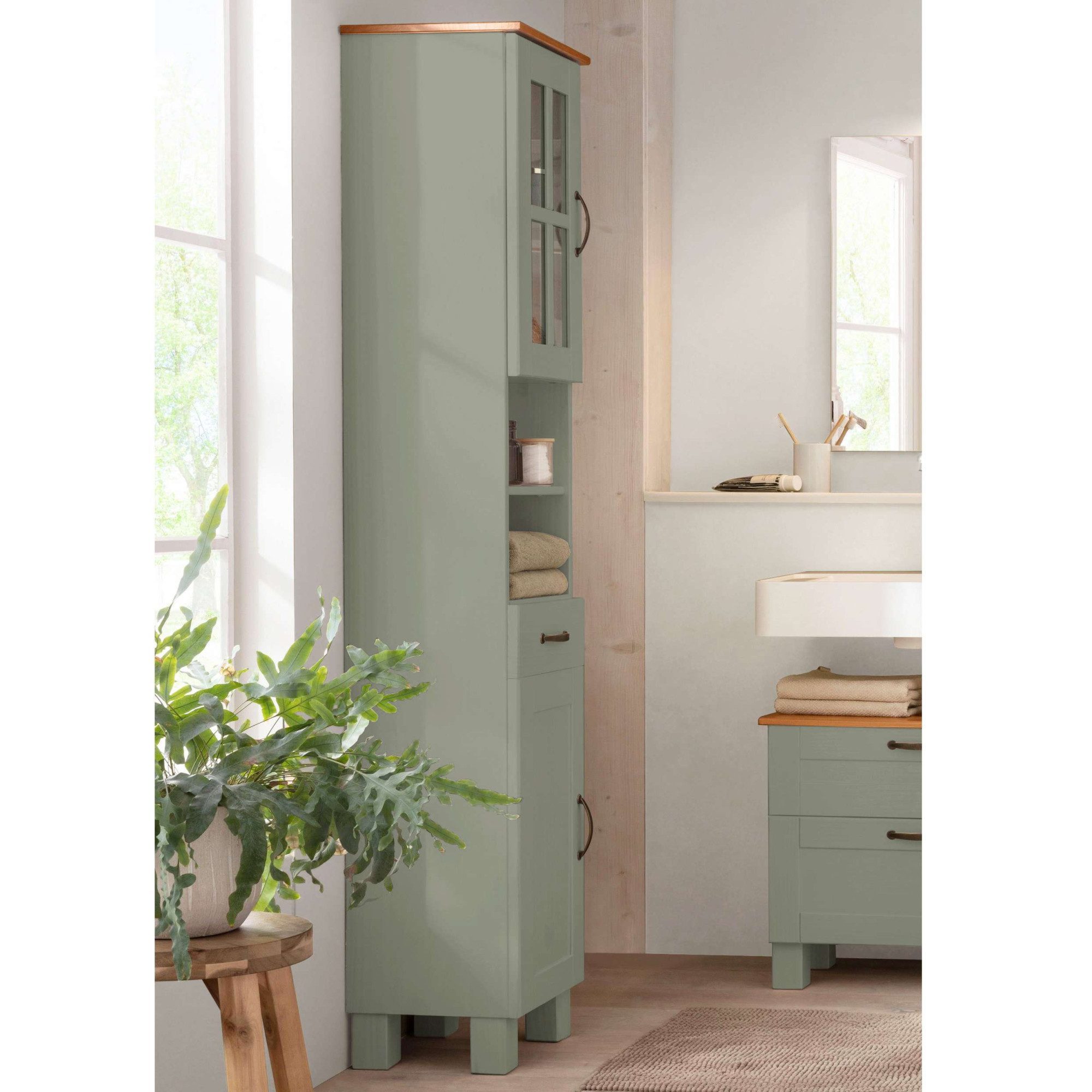 Home affaire Hoge kast Rodby Massief, FSC®-gecertificeerd hout, breedte 33 cm, hoogte 180 cm