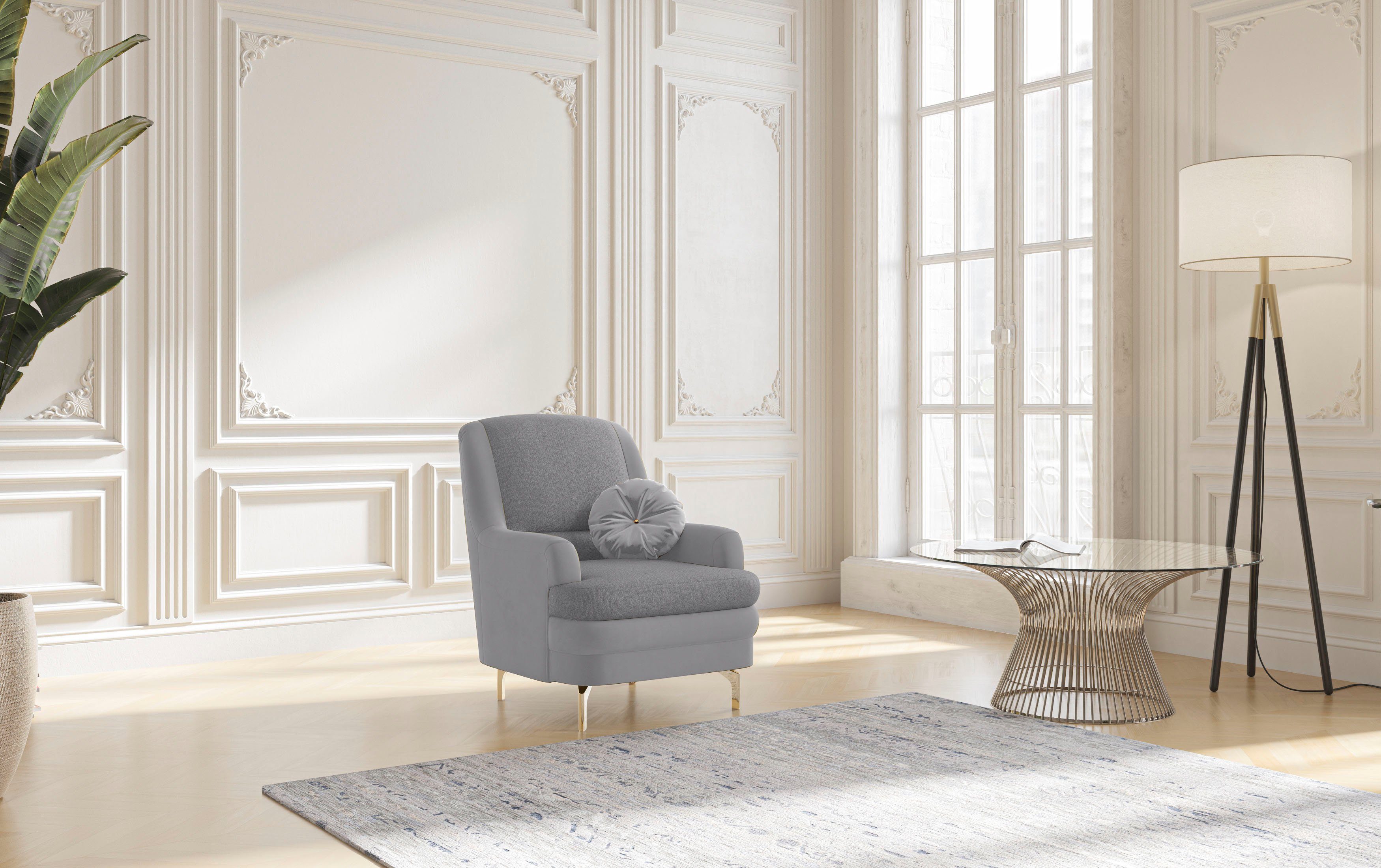 sit&more Fauteuil Oriënt inclusief 1 sierkussen met strassteentjes, goudkleurige metalen poten