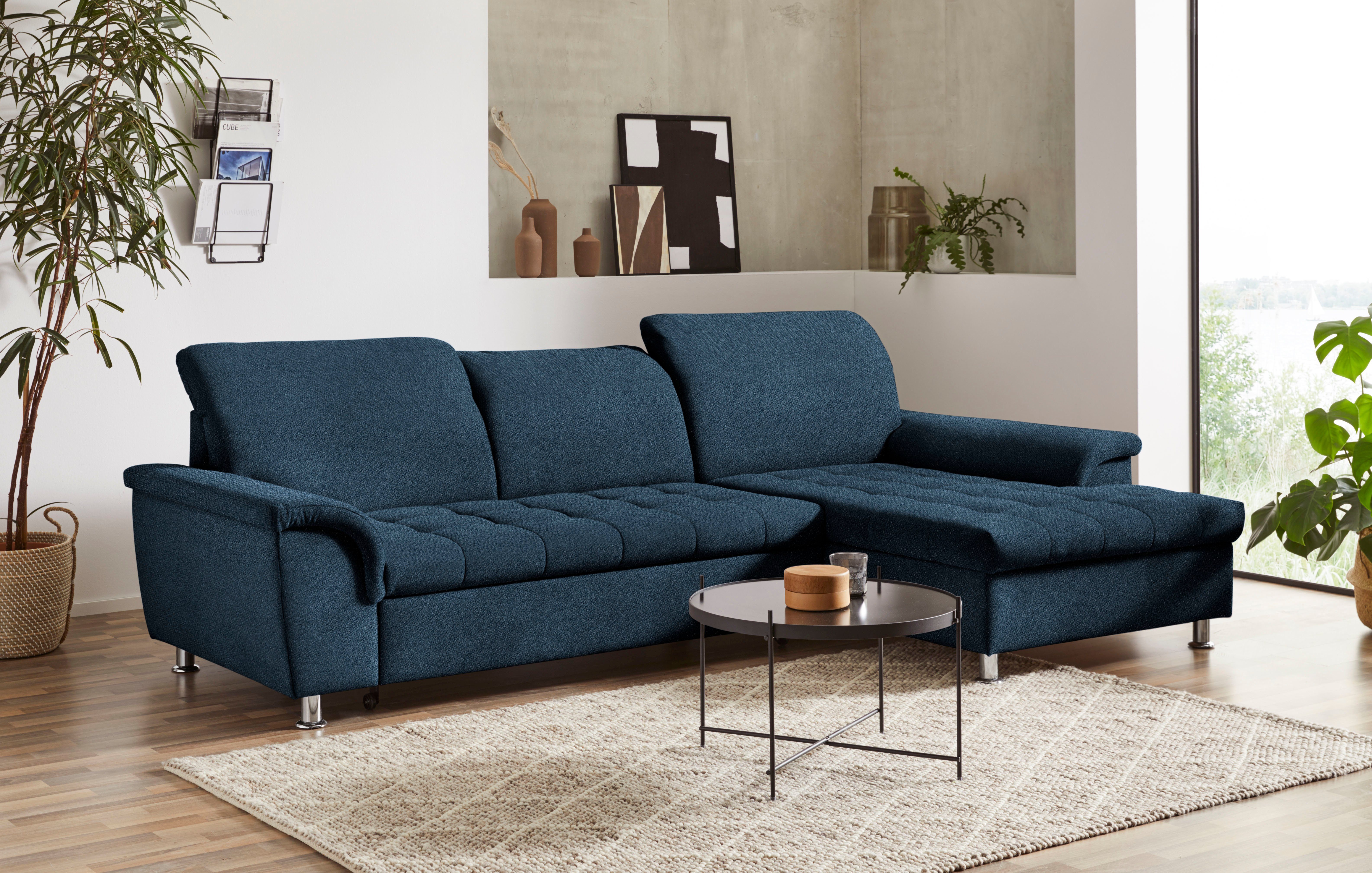 DOMO collection Hoekbank Franzi, zeitlos und elegant, moderne Sitzheftung, L-Form naar keuze met verstelbare hoofdsteun (dan diepte: 170 cm)