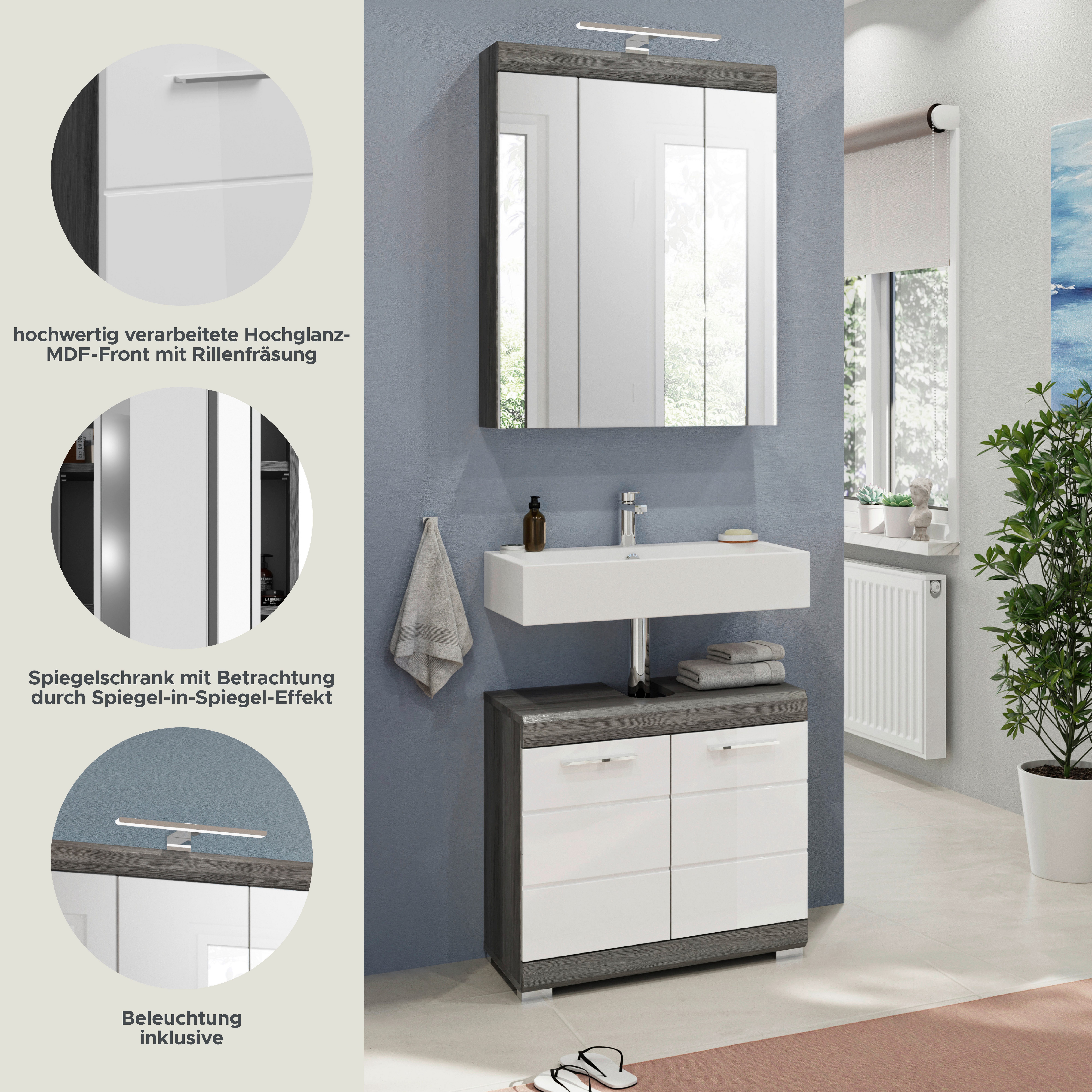INOSIGN Badkamerserie Siena, 2-delig, inclusief LED-verlichting, bestaande uit: (set, 2 stuks)