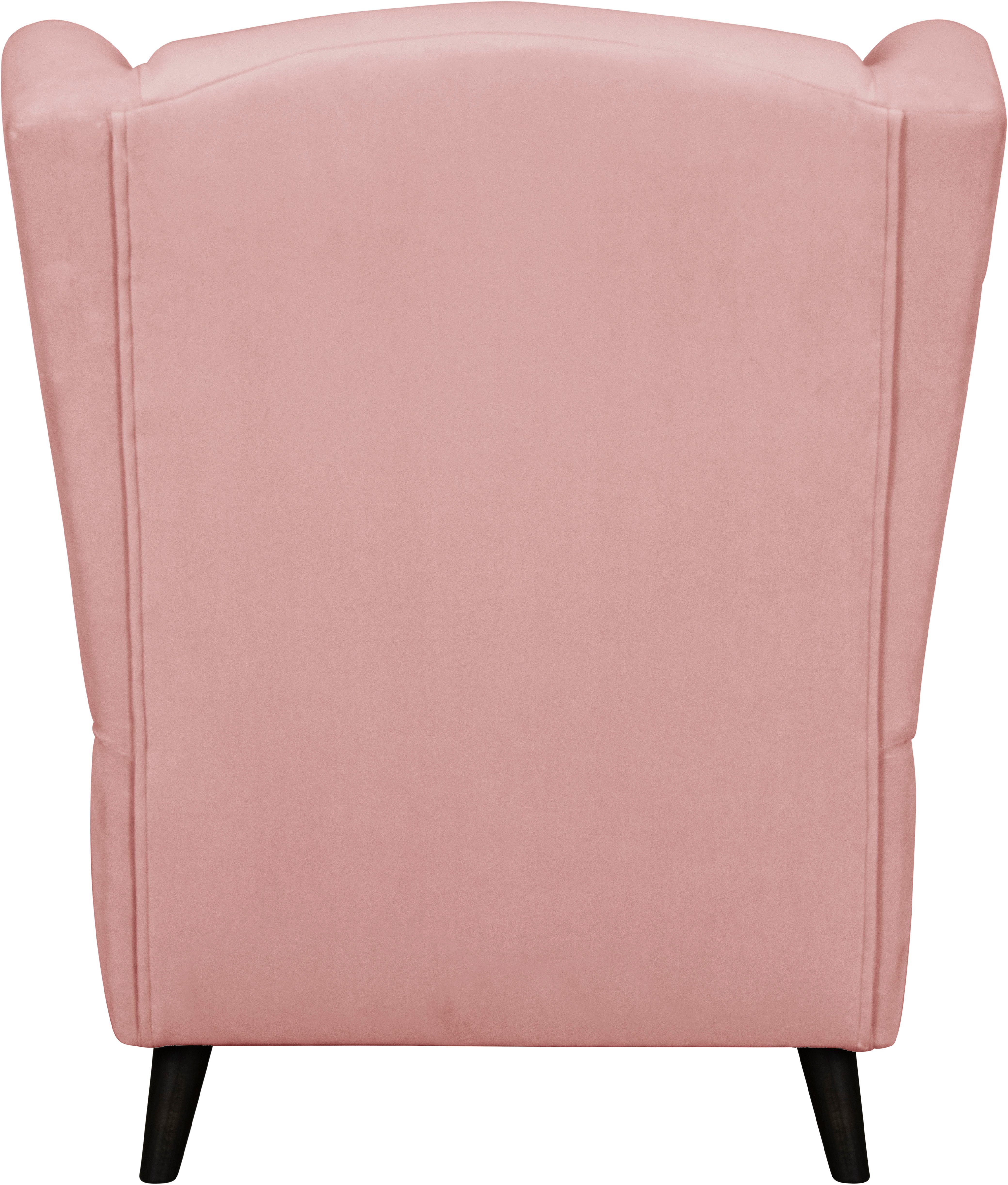 Home affaire Fauteuil Ohrensessel CHISTELLE, optioneel met poef met golfondersteuning, afmetingen: b/d/h: 81/87/99 cm