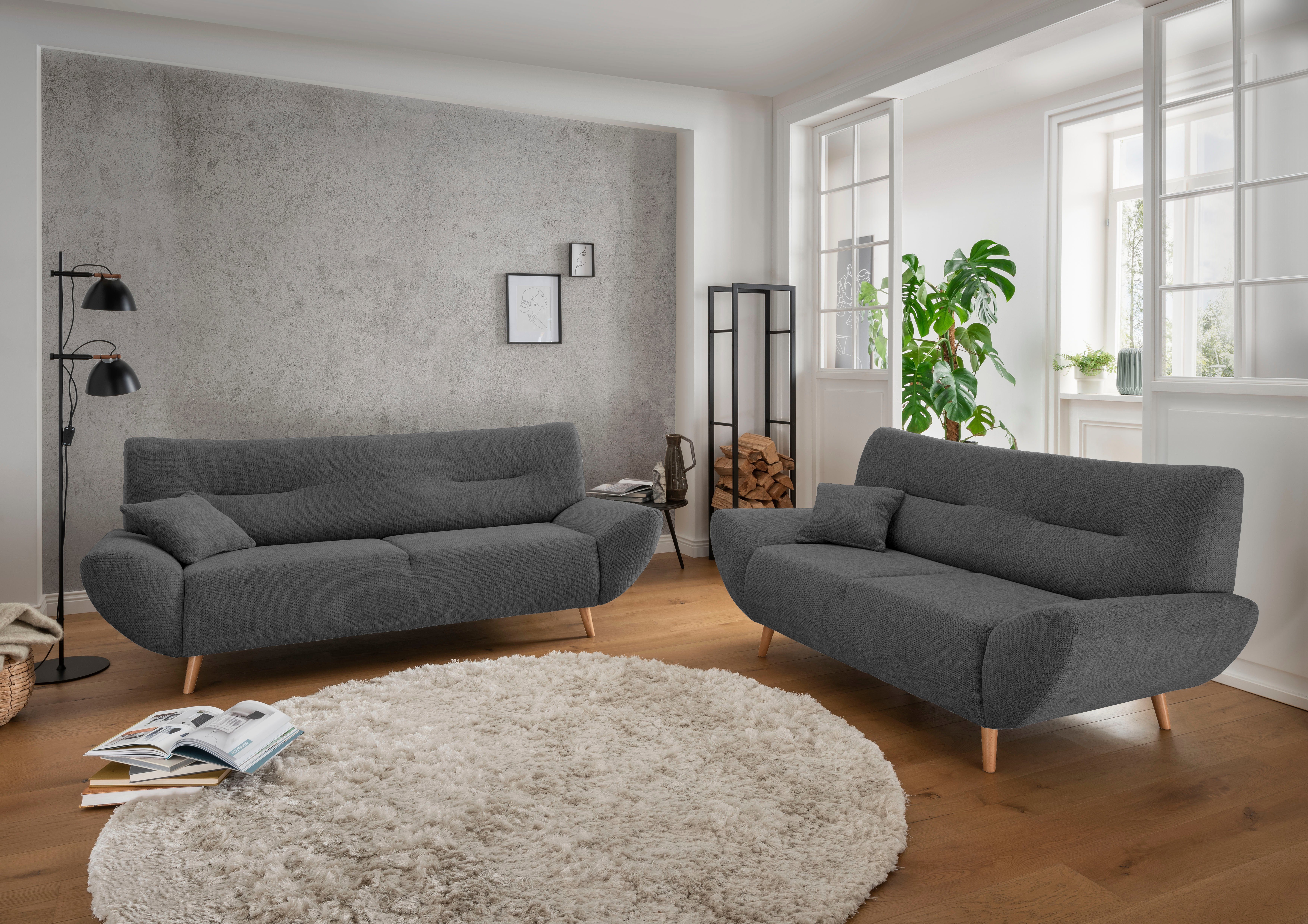 INOSIGN 3-zitsbank Drago, elegant en tijdloos, comfortabel, met houten voet