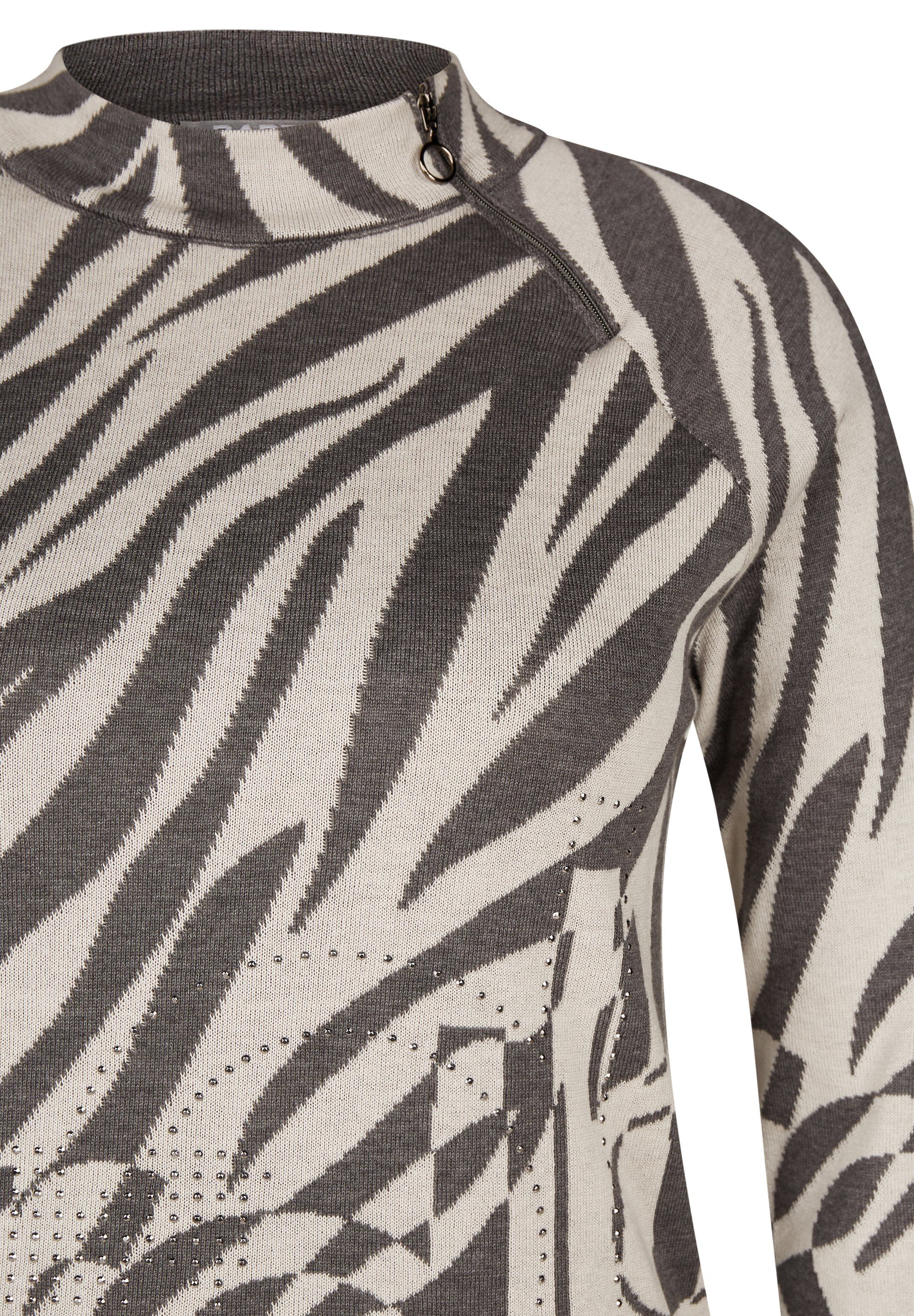 Rabe Trui met staande kraag met abstract allover-ontwerp