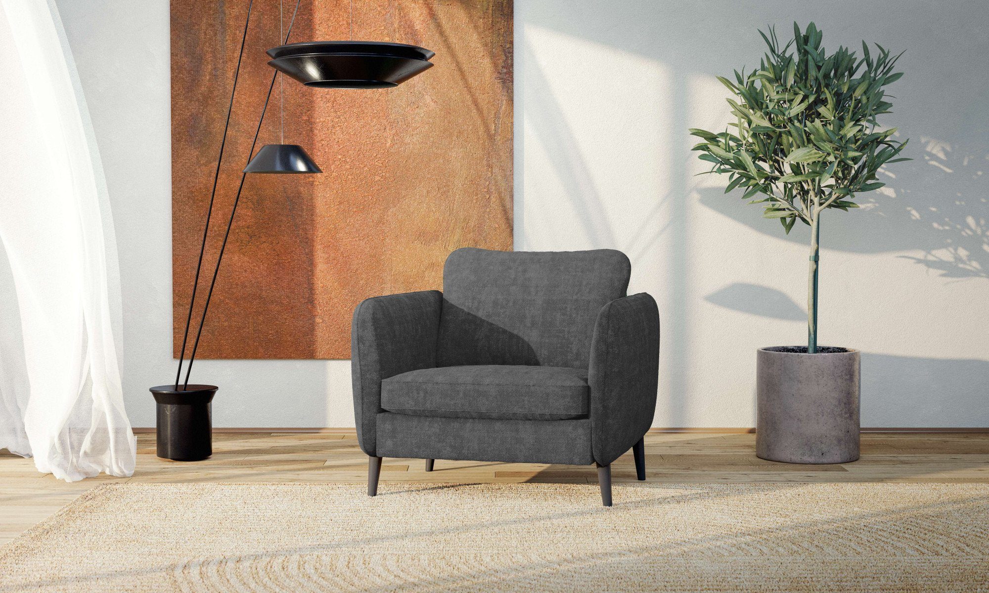 INOSIGN Fauteuil Ikano Massief houten constructie, zigzag vering in de zitting