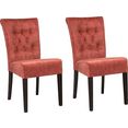 home affaire stoel queen eetkamerstoel met capitonnage, set van 2, 4 of 6 (set) rood