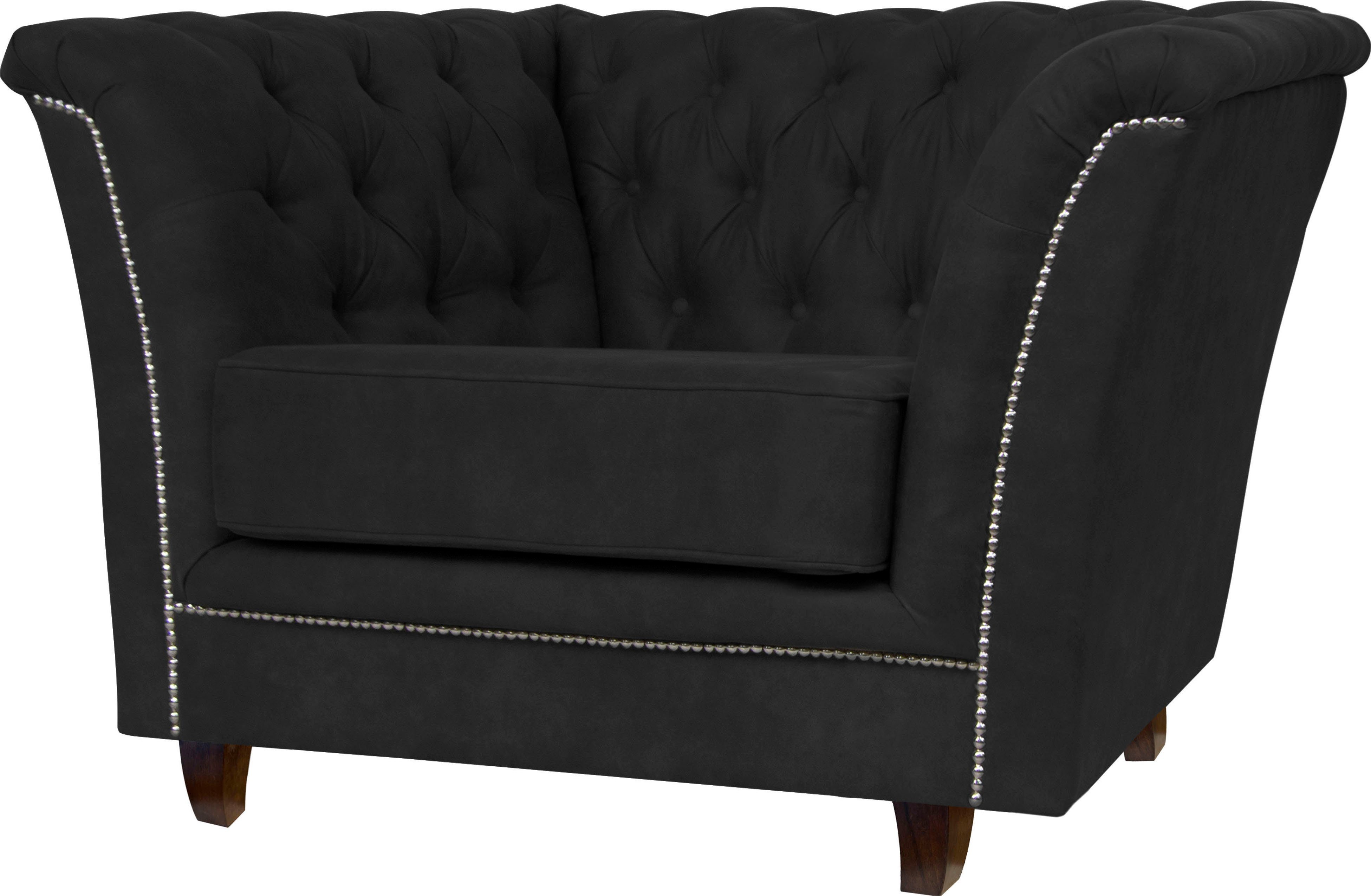 Home affaire Chesterfield-fauteuil Derby past bij de bekleding "derby", met sierstuds en luxueuze capitonnage