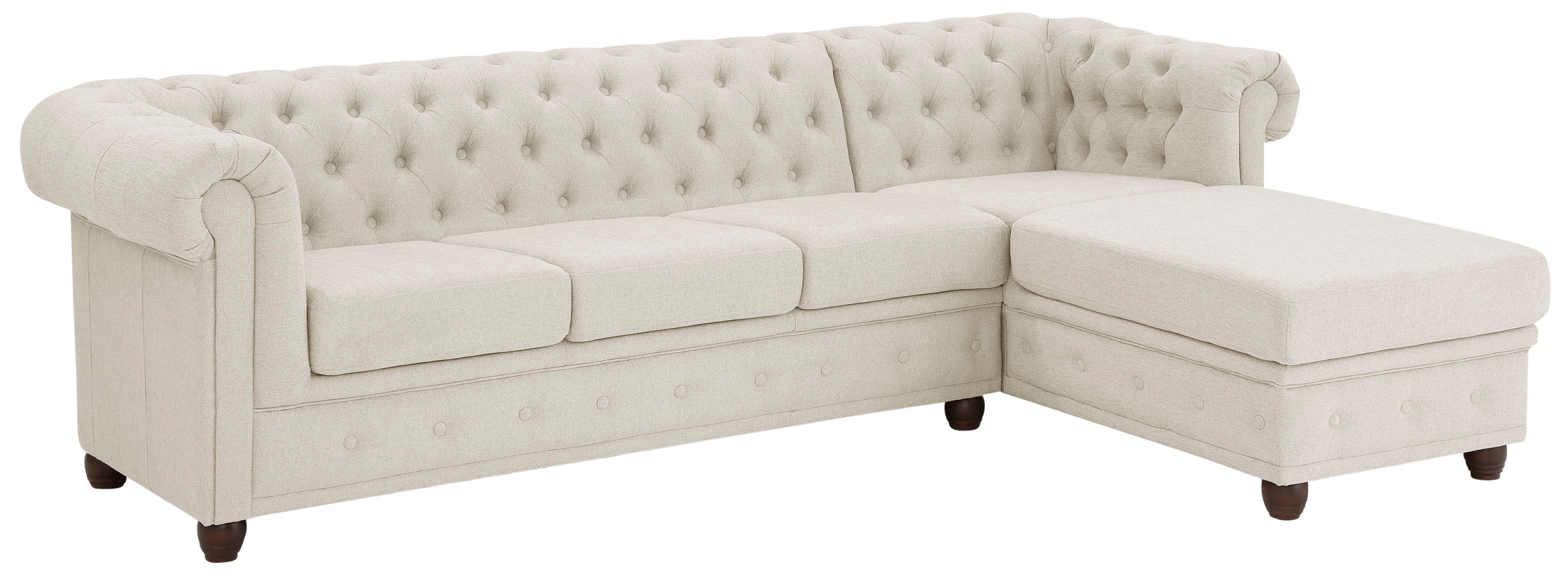 Home affaire Chesterfield-bank New Castle L-vorm hoogwaardige capitonnage in chesterfield-design, bxdxh: 255(171x72)