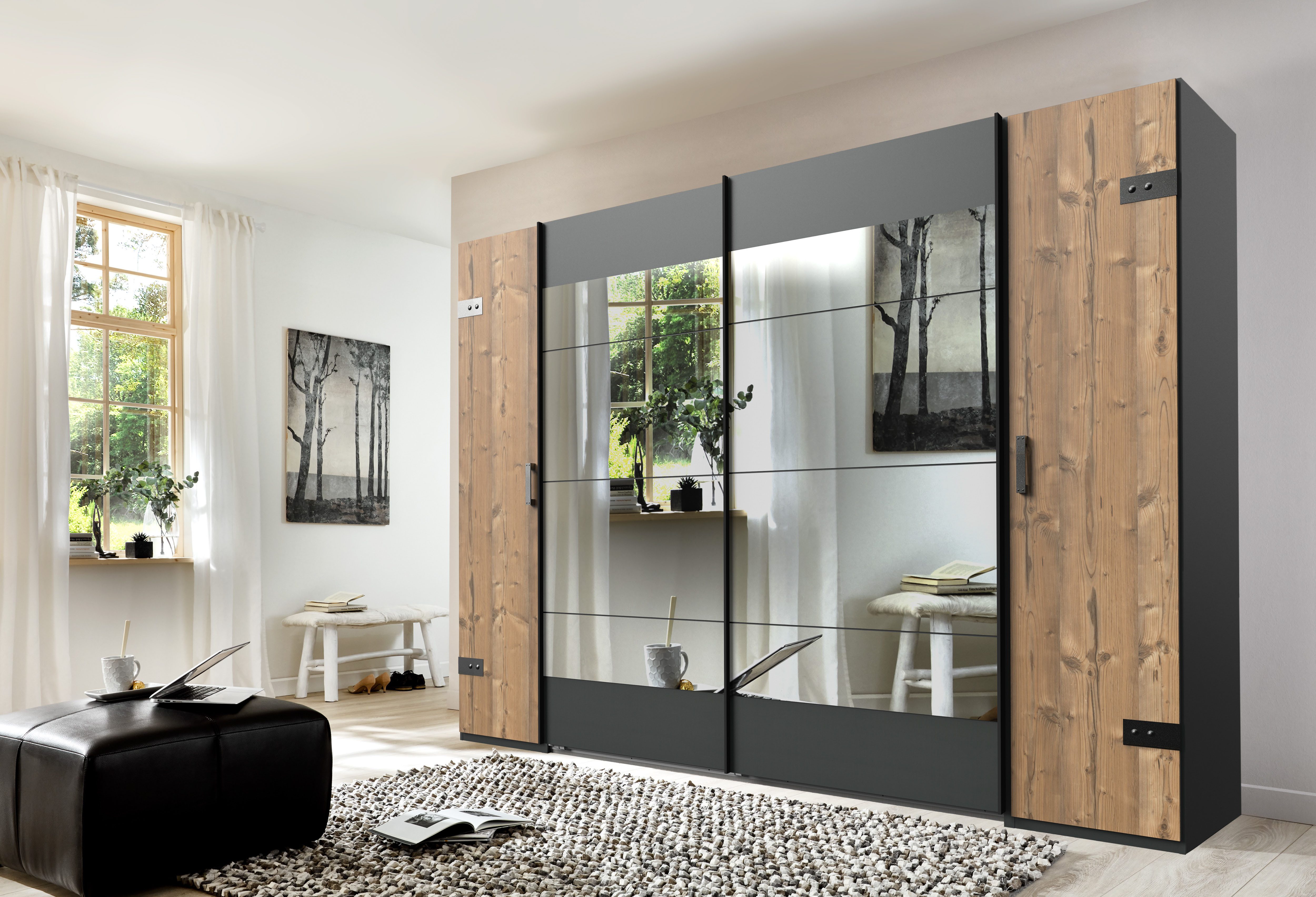 Wimex Schuifdeurkast Stockholm, slaapkamerkast met industriële look, rustieke uitstraling
