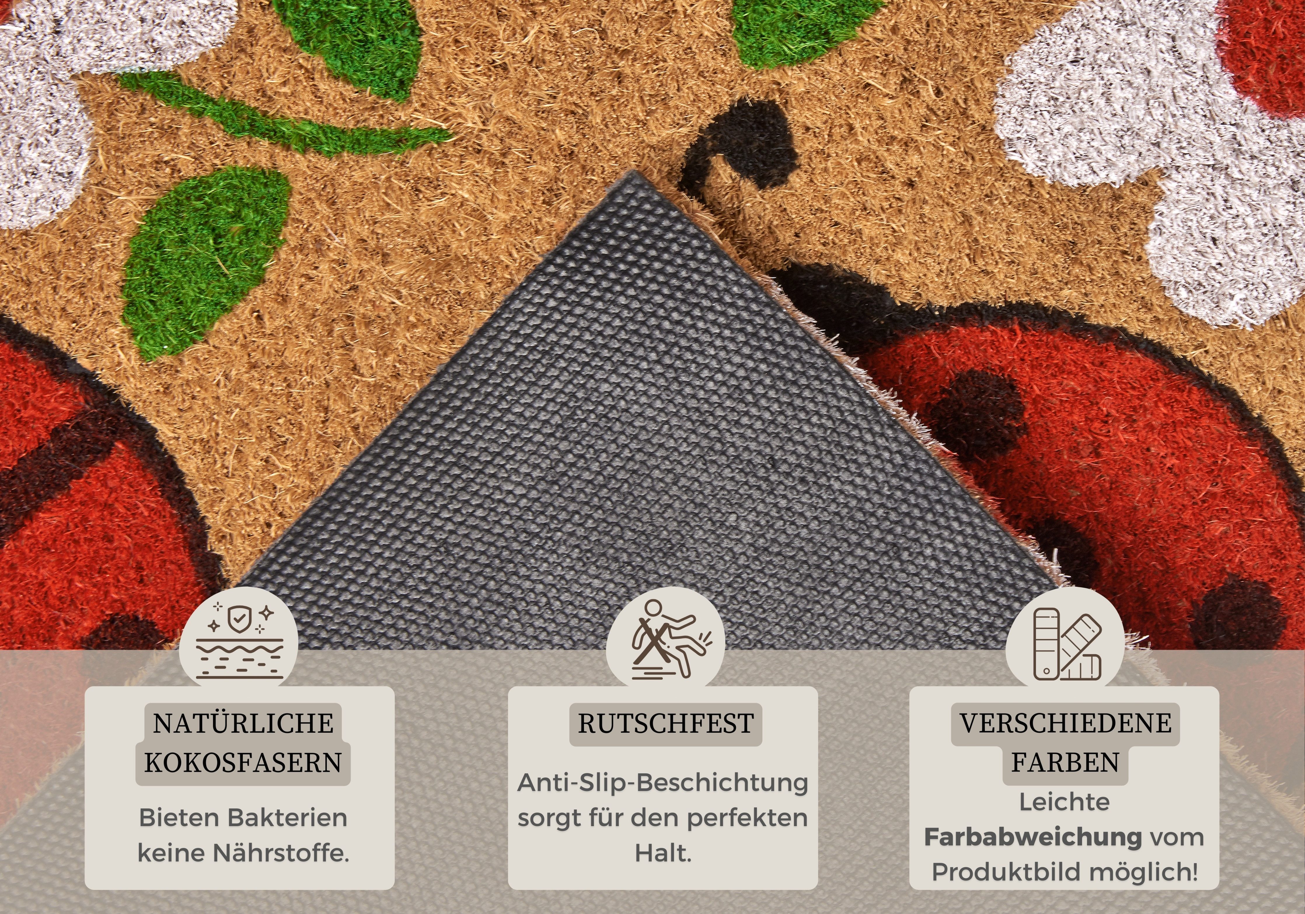 HANSE Home Mat Lady Beetle Kokos, vuilopvangmat, outdoor, antislip, binnen, kokosmat, gang