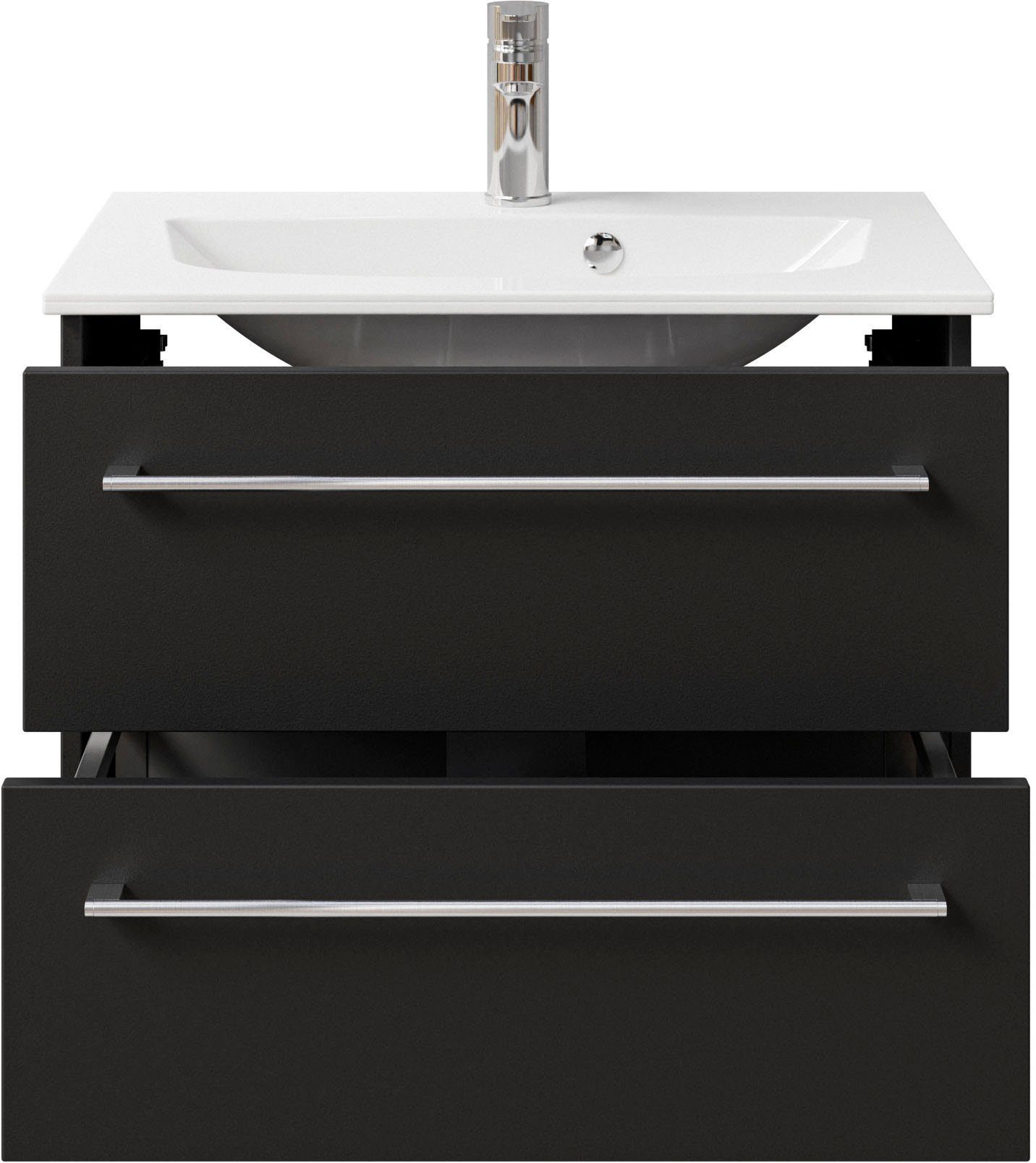Saphir Wastafelonderkast Serie 6025 mineraalmarmeren wastafel met onderkast, 67 cm breed (2-delig)