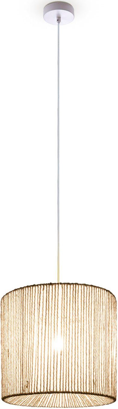 Paco Home Hanglamp Hugo Ramira Woonkamer eetkamer rattan look Boho kap papier E27 modern hanglampen wit