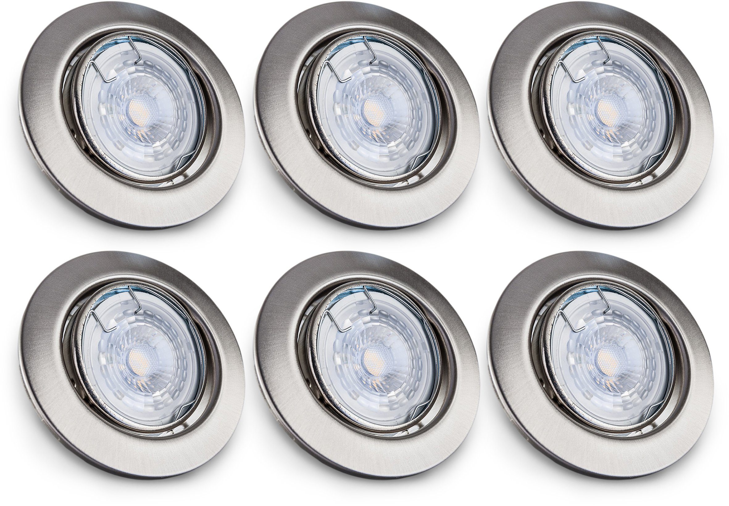B.K.Licht Ledinbouwlamp 6-delige set inbouwspots, dimbaar, draaibaar, LED inbouwspots