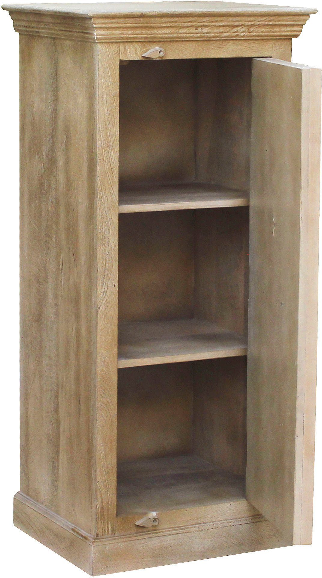 SIT Highboard Daipur kast gegraveerde versieringen, smalle kast met 1 deur