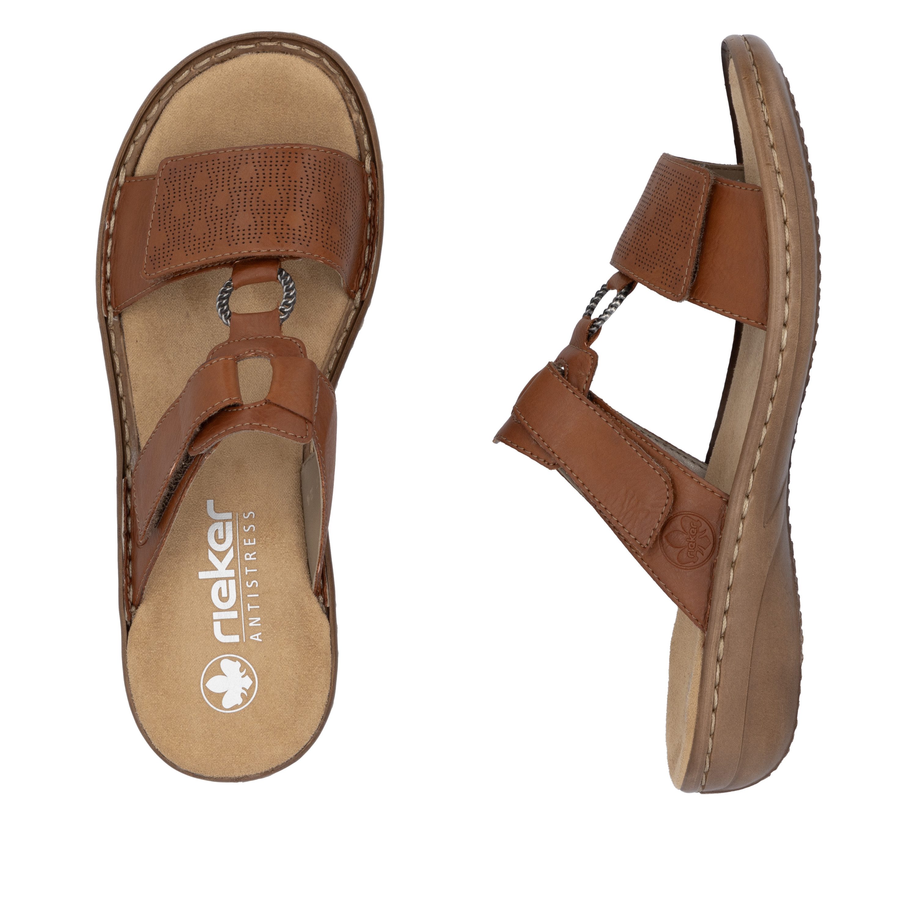 Rieker Slippers , zomerschoen, strand-schoen, klittenbandschoen met perforatie