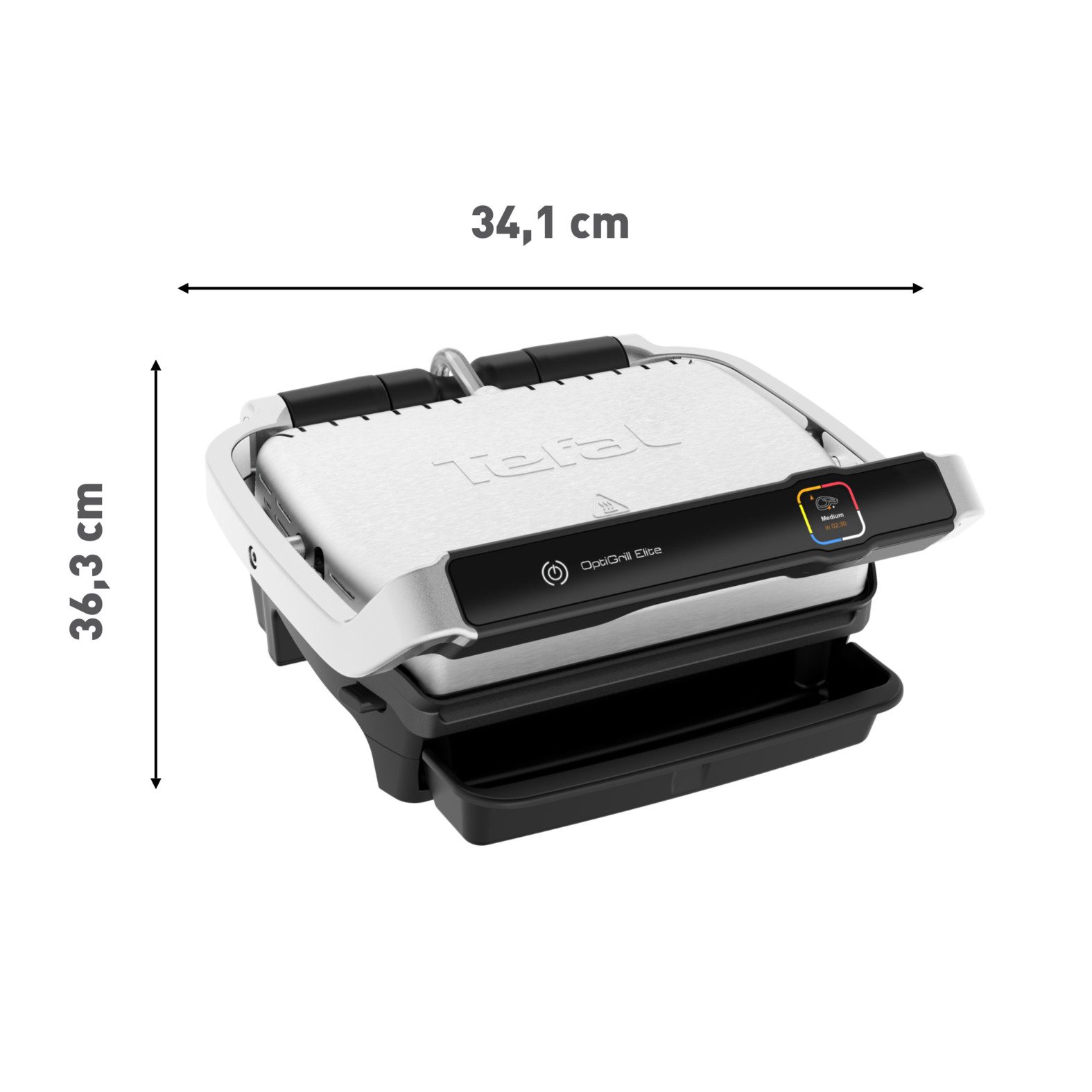 Tefal Contactgrill GC750D OptiGrill Elite 12 programma’s, intuïtieve sensor, grillboost-functie, receptenboek app